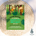 Safari Animals Invitation – Monkey & Leaves Birthday Design
