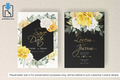 1121 Set of Yellow Florals Frame Wedding Card