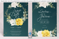 1153 Set of Yellow Florals Frame Wedding Card