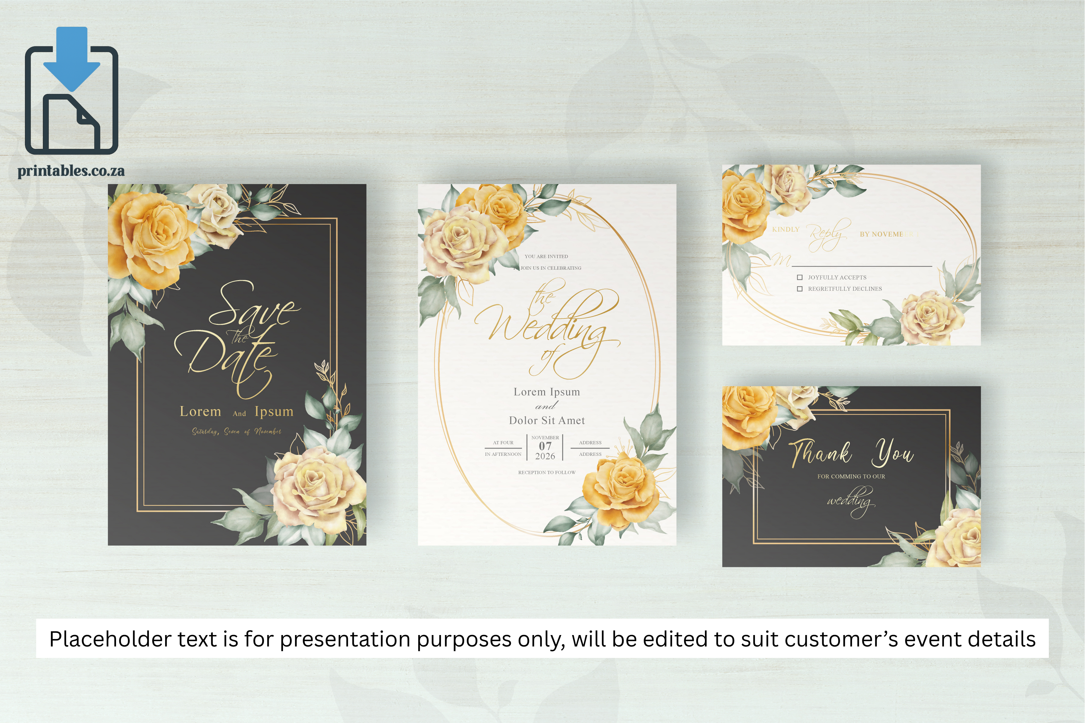 1175 Foliage Frame Wedding Invitation Set