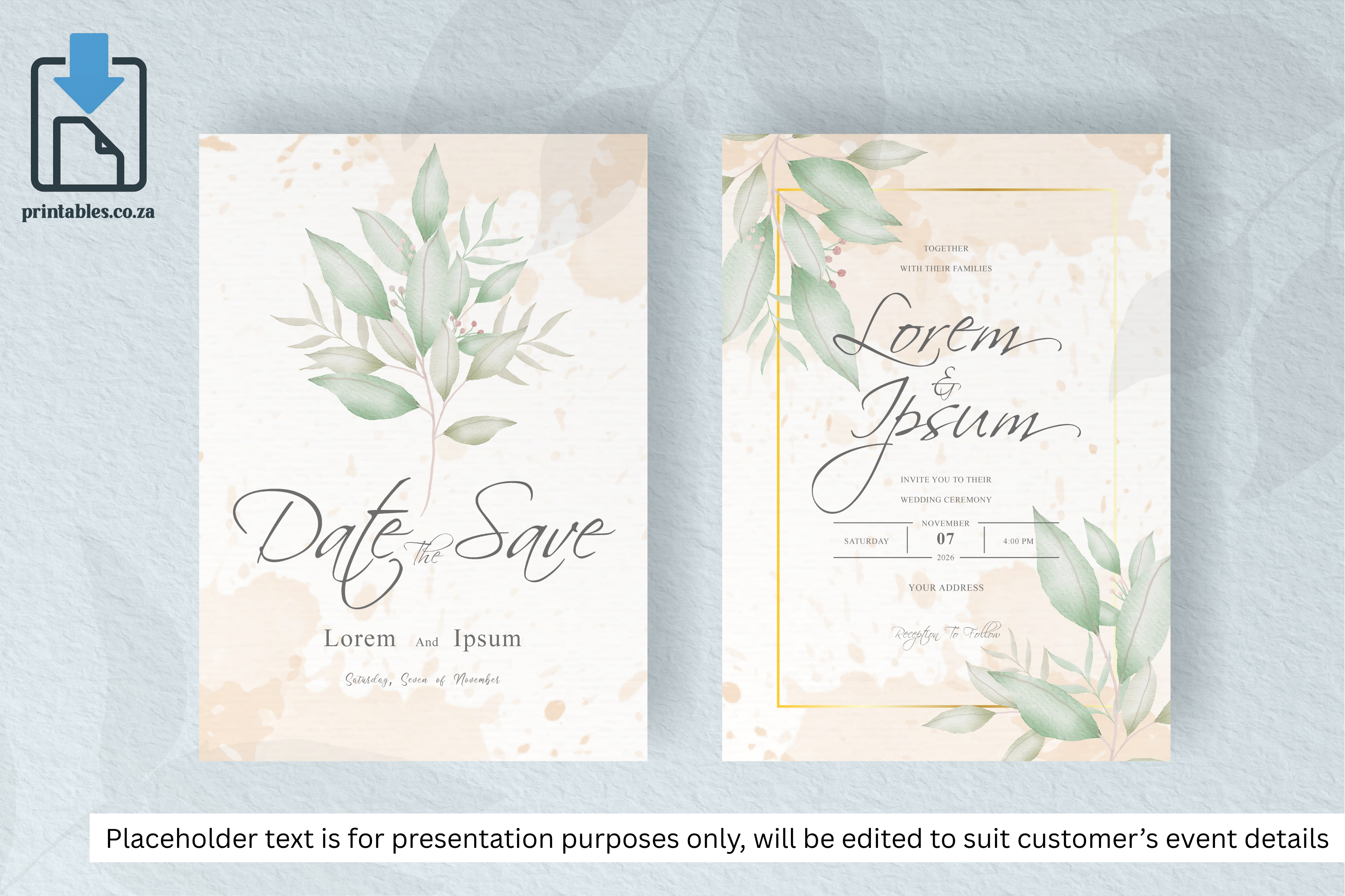 129 Foliage Frame for Wedding Invitation Set