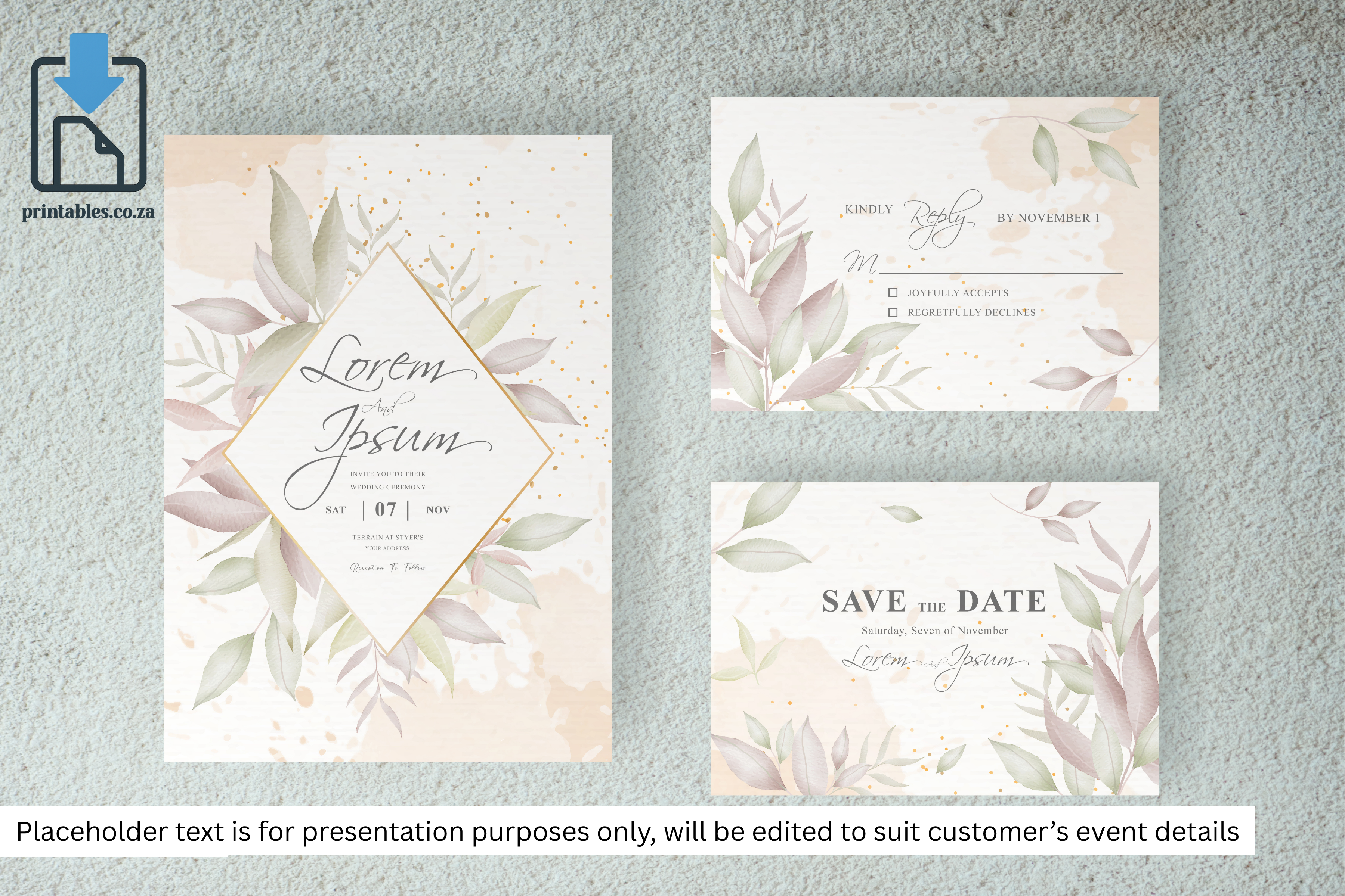 134 Foliage Frame for Wedding Invitation Set