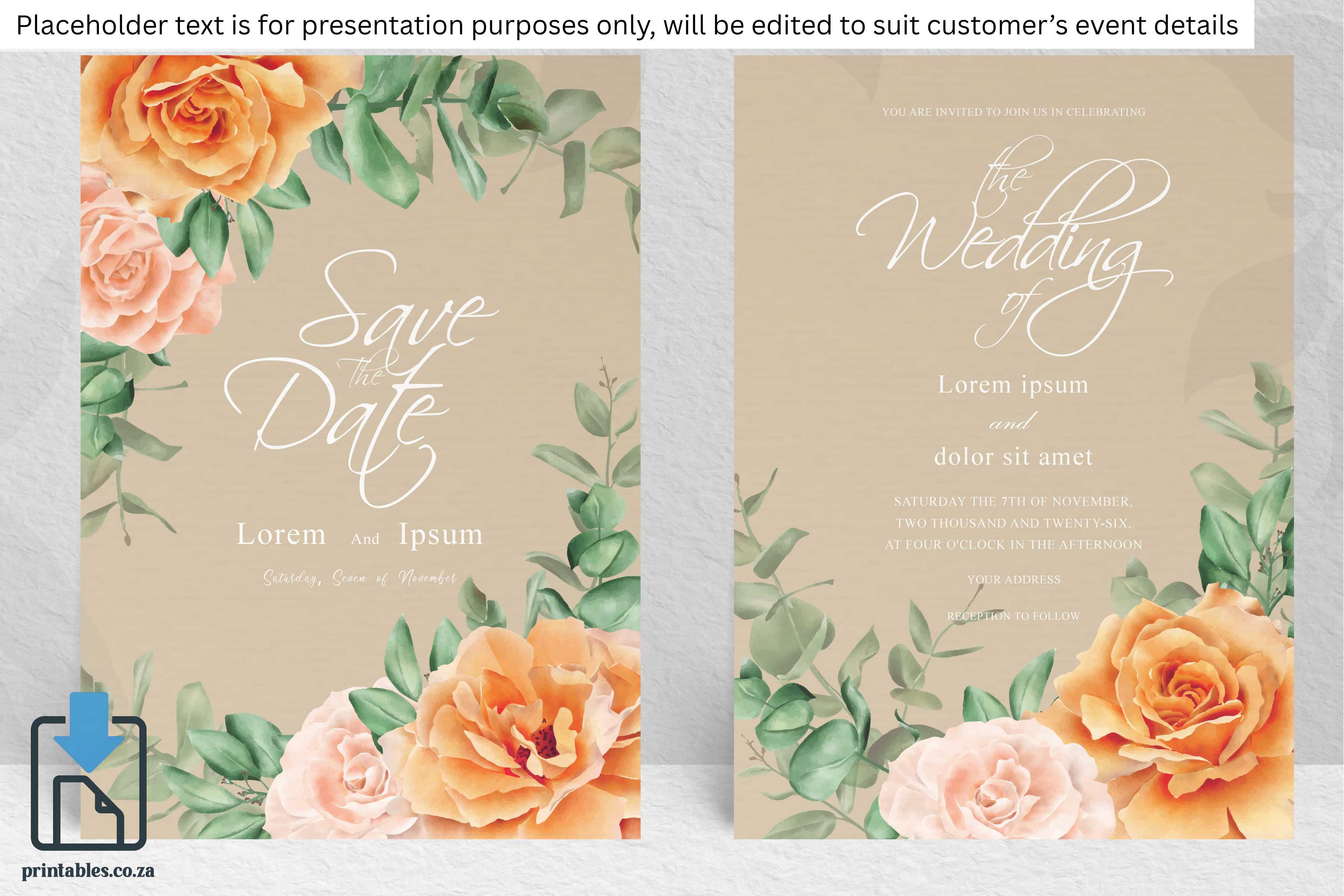 13 Foliage Frame Wedding Invitation Set