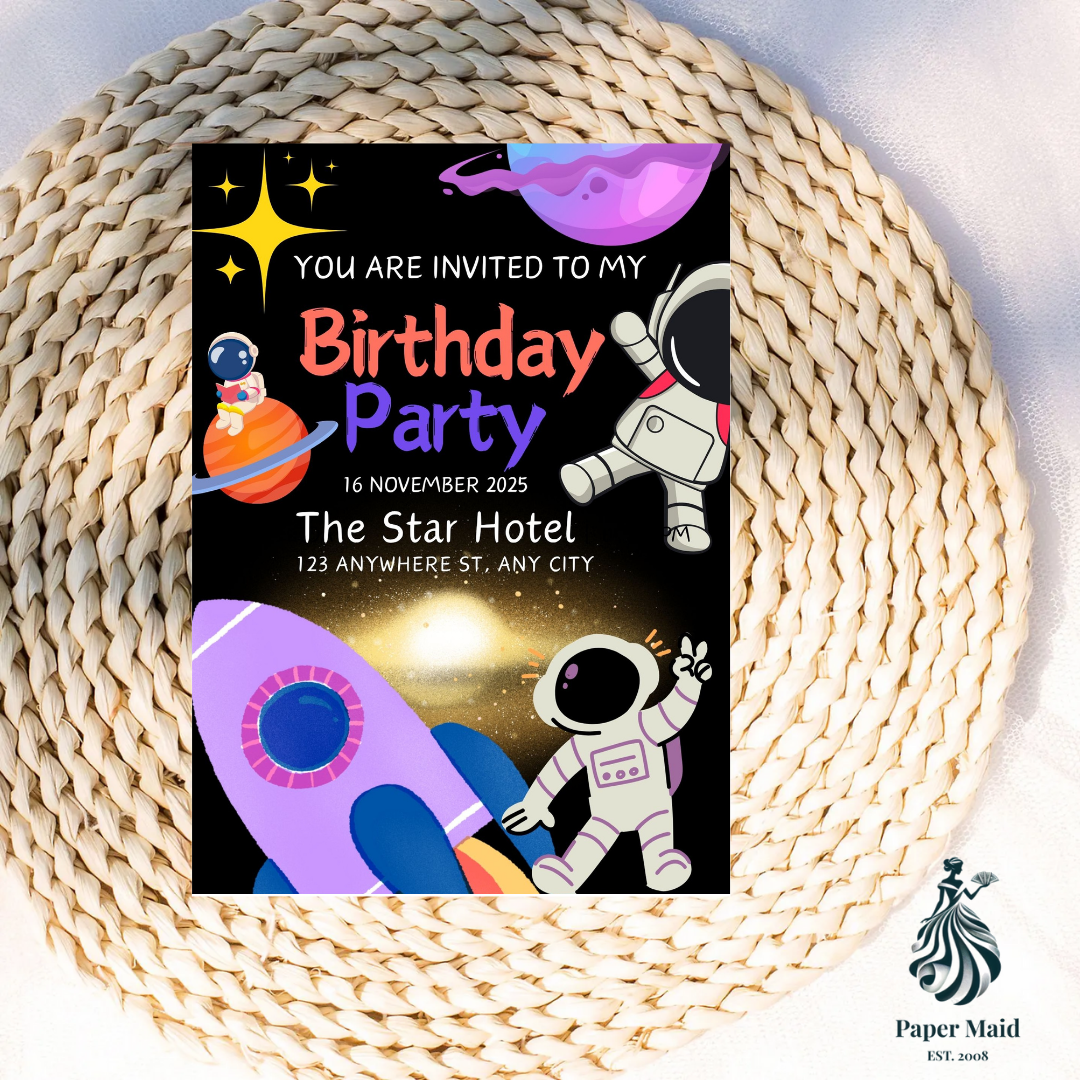 Space Adventure Invitation – Rocket and Galaxy Theme