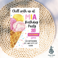 Pink Chill With Us Ice cream Design Party Invitation