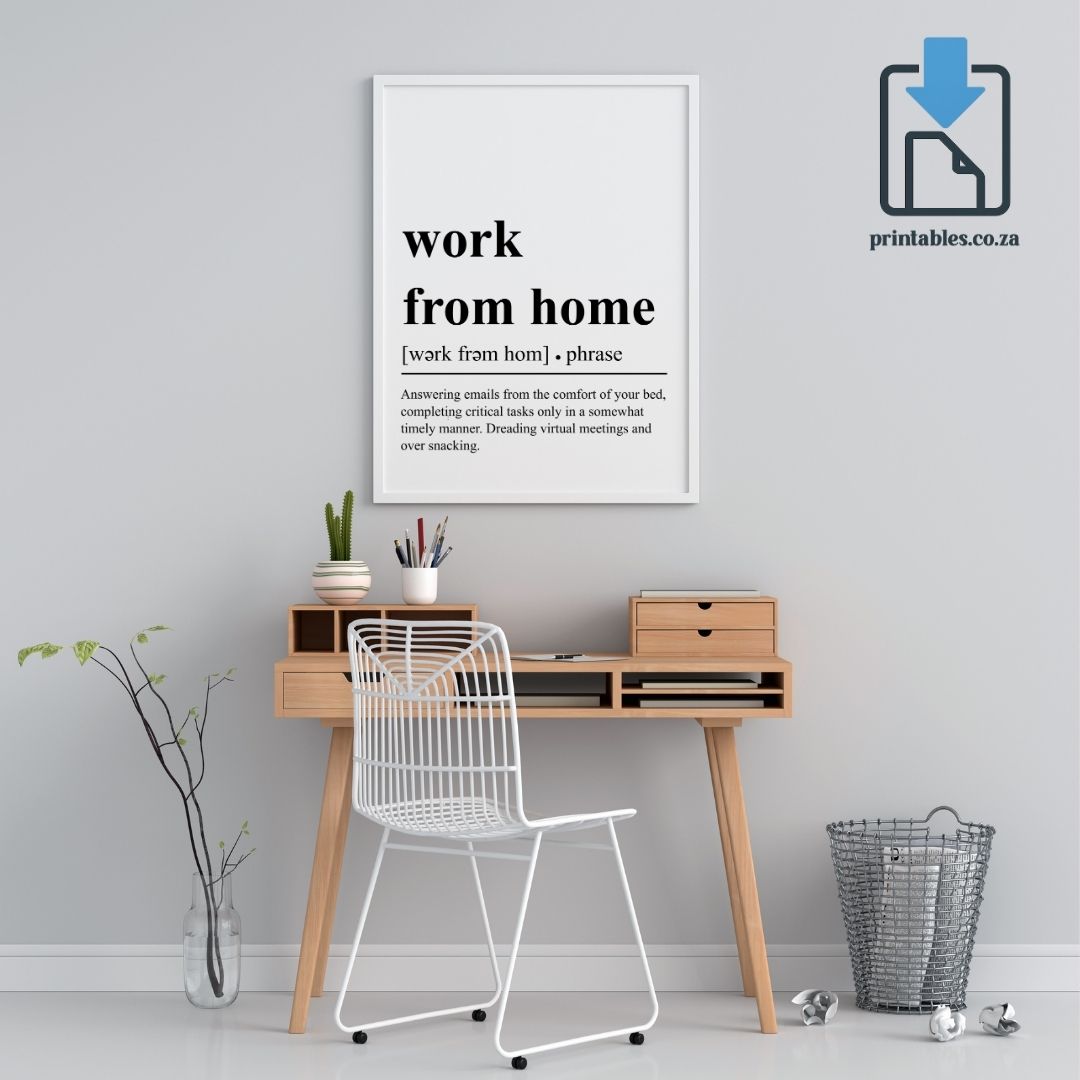 Work From Home Definition Wall Art, Work From Home Quote Decor, Printable Wall Art Gift for Home Office, PRINTABLE Wall Art, Digital Download