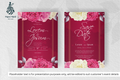 422 Elegant Burgundy Cream Watercolor Floral Wedding Card Set