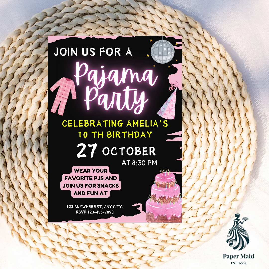 Pyjama Party Invitation – Sleepover Birthday Design