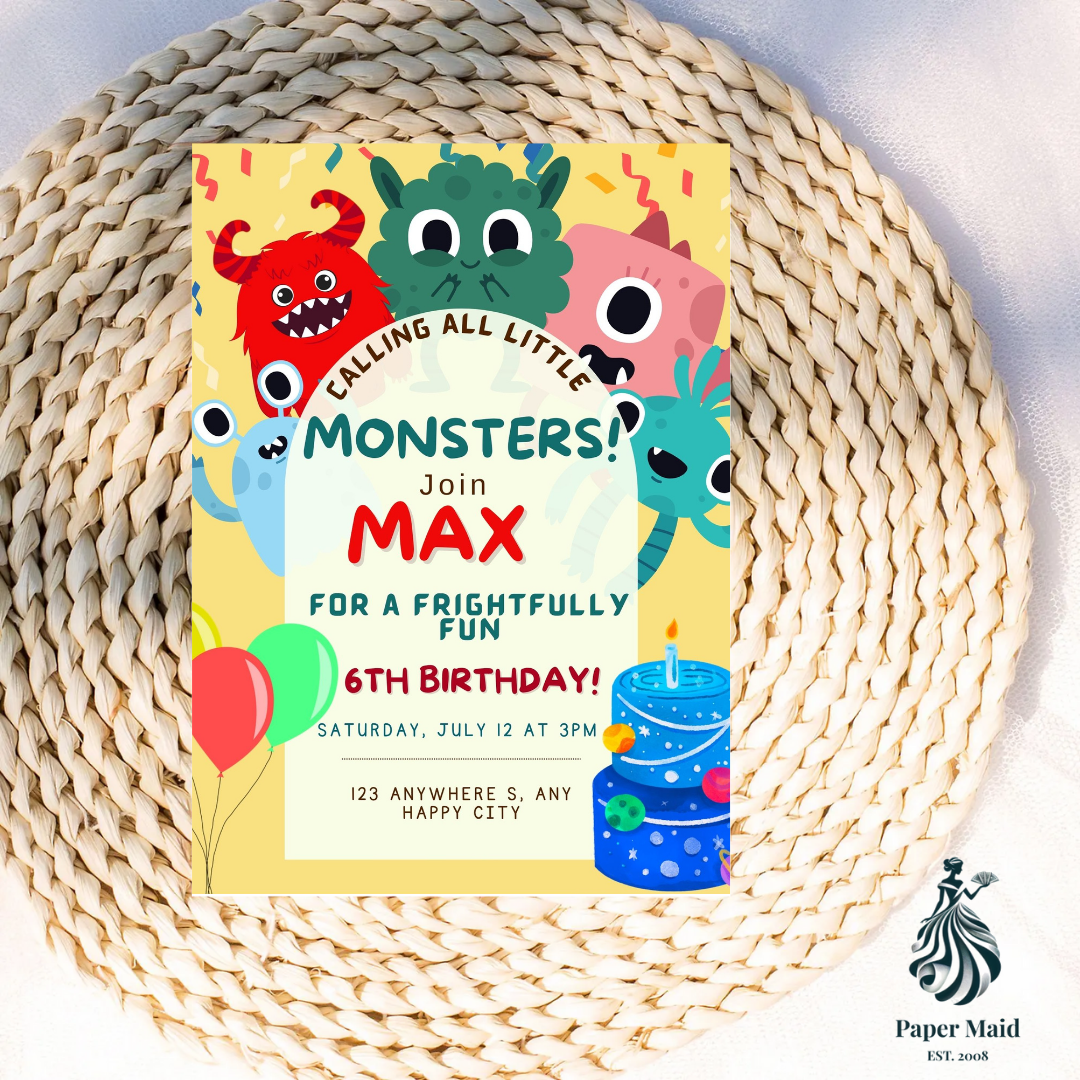 Frightfully Fun Monster Invitation – Kids Birthday Party Design