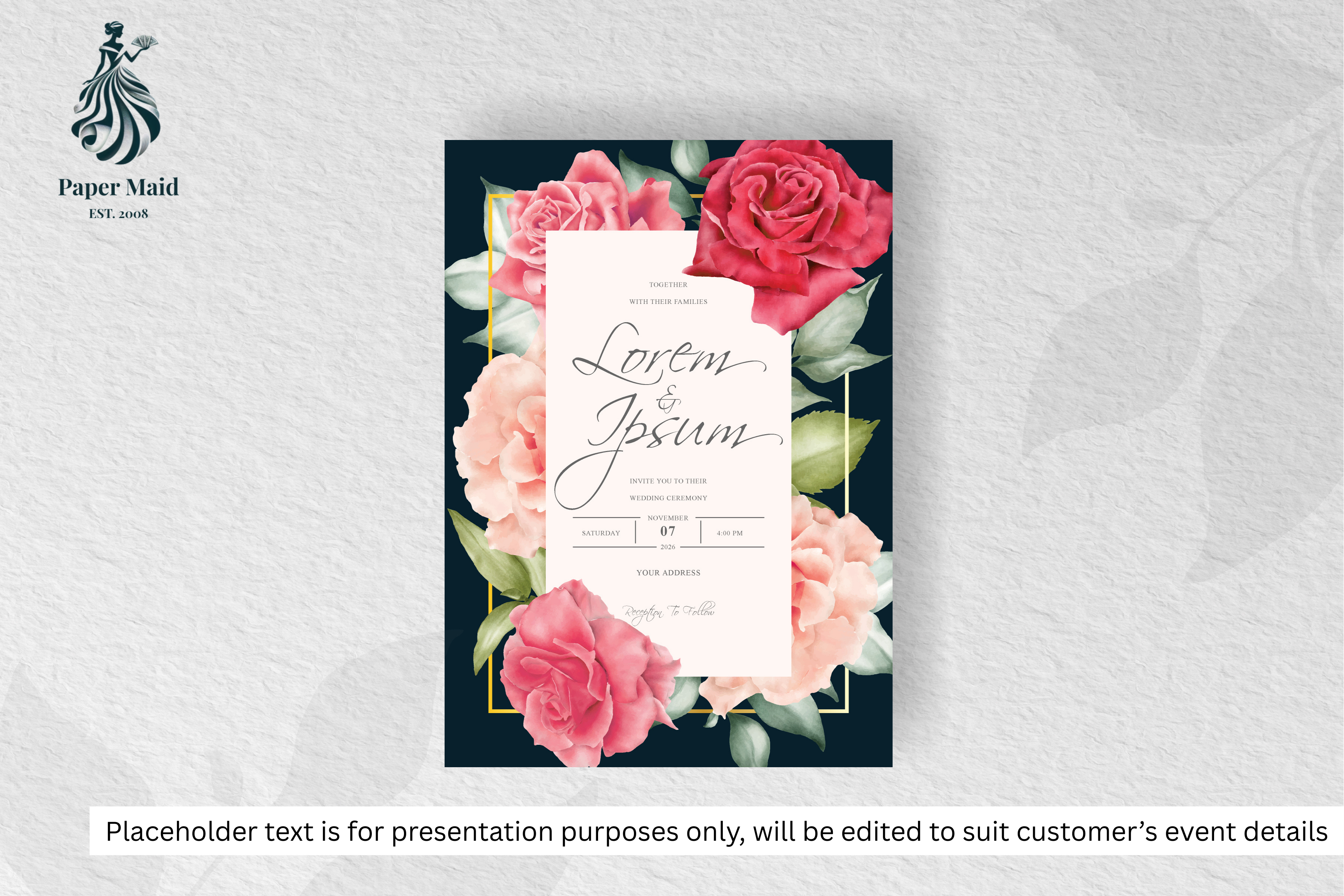 444 Simple Watercolor Floral Wedding Card