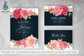 452 Watercolor Floral Frame Wedding Card Set