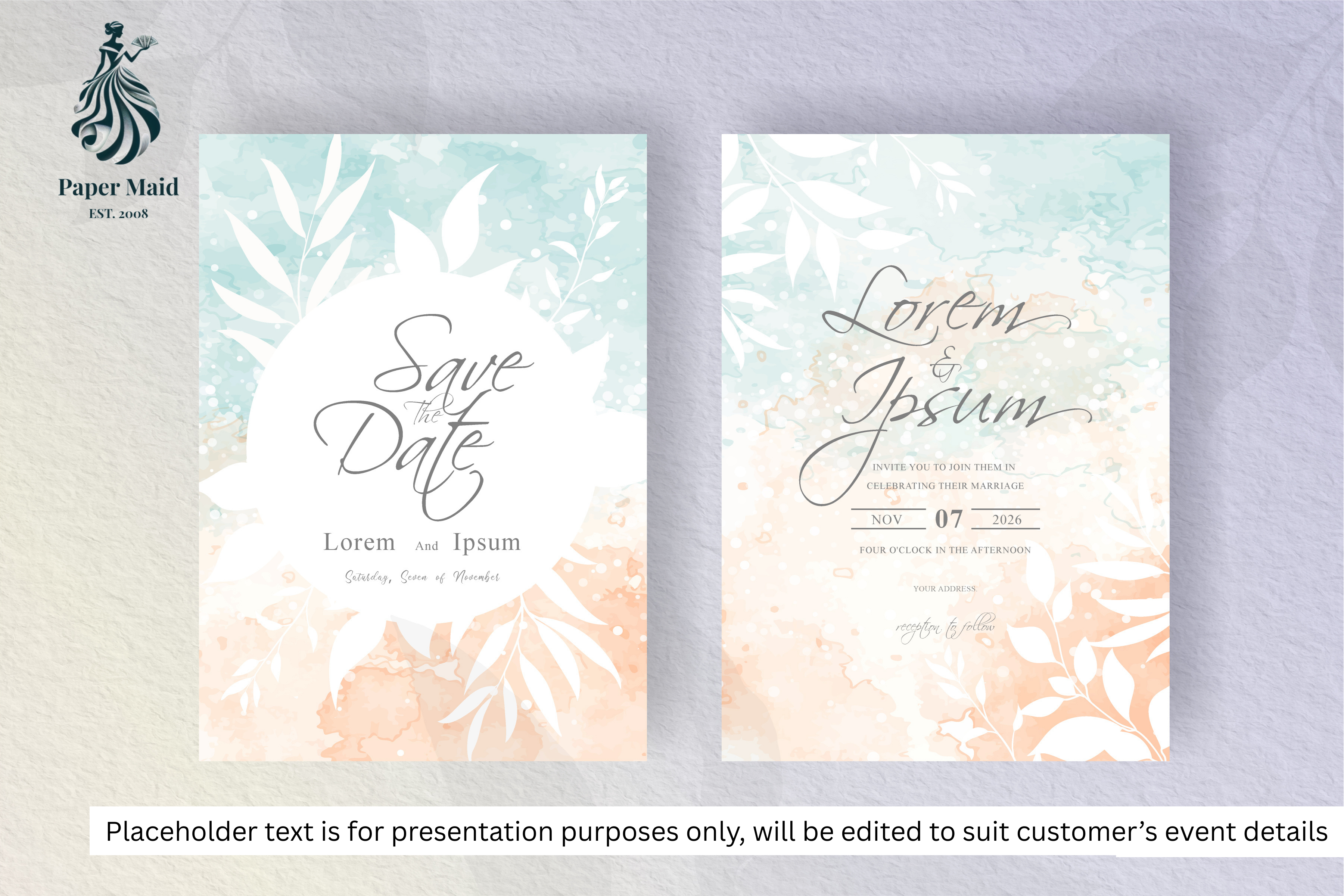 921 Simple Floral Frame Wedding Invitation Set