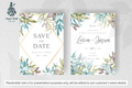 624 Elegant Floral Frame Wedding Invitation Set