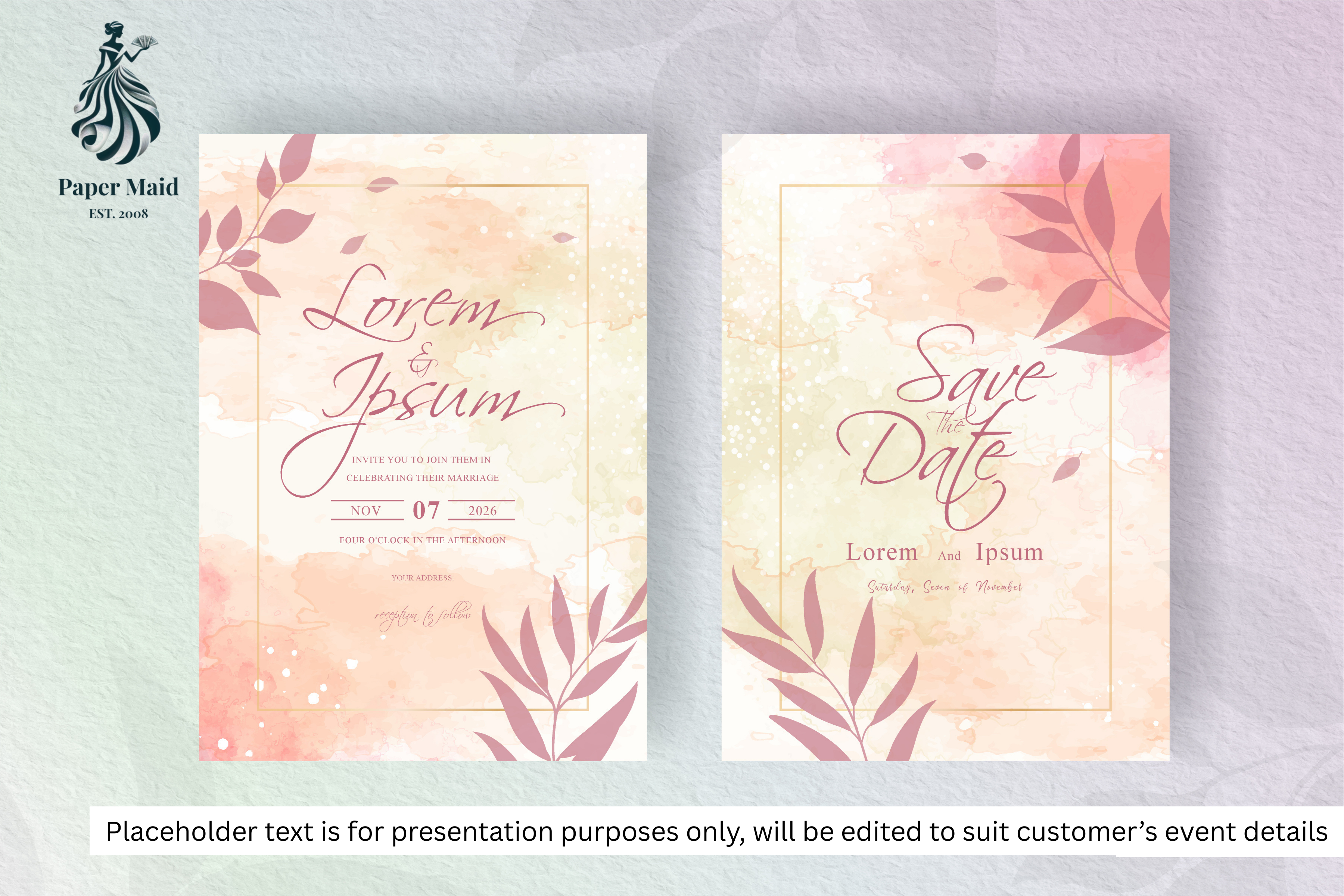 939 Simple Floral Frame Wedding Invitation Set