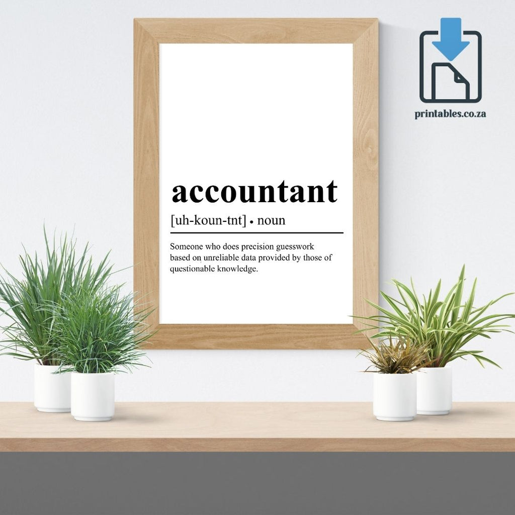 Accountant Definition Wall Art, Accountant Quote Decor, Accountant  Printable Wall Art Gift for Home Office, PRINTABLE Wall Art, Digital Download