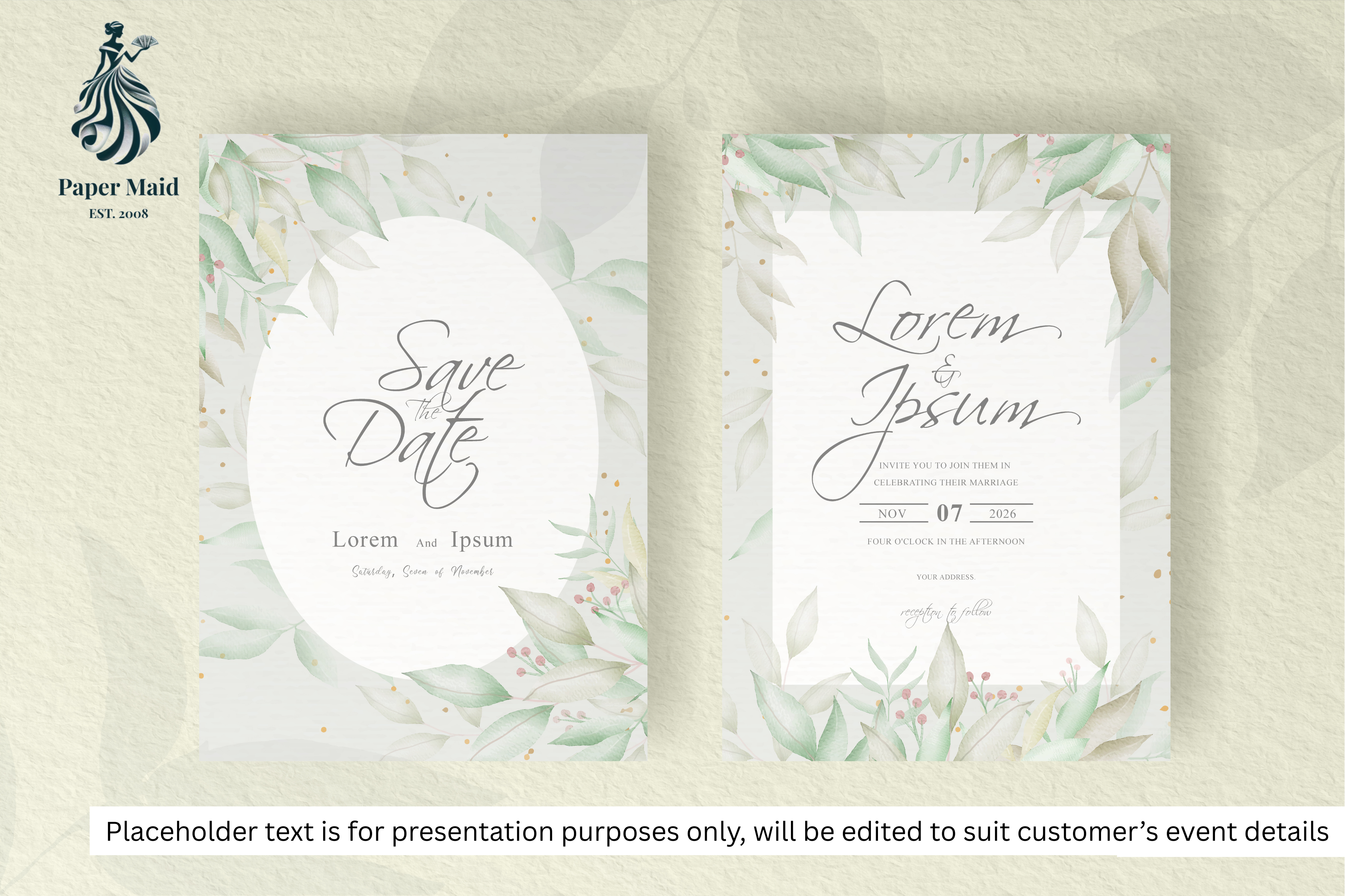 85 Foliage Frame Wedding Invitation Set