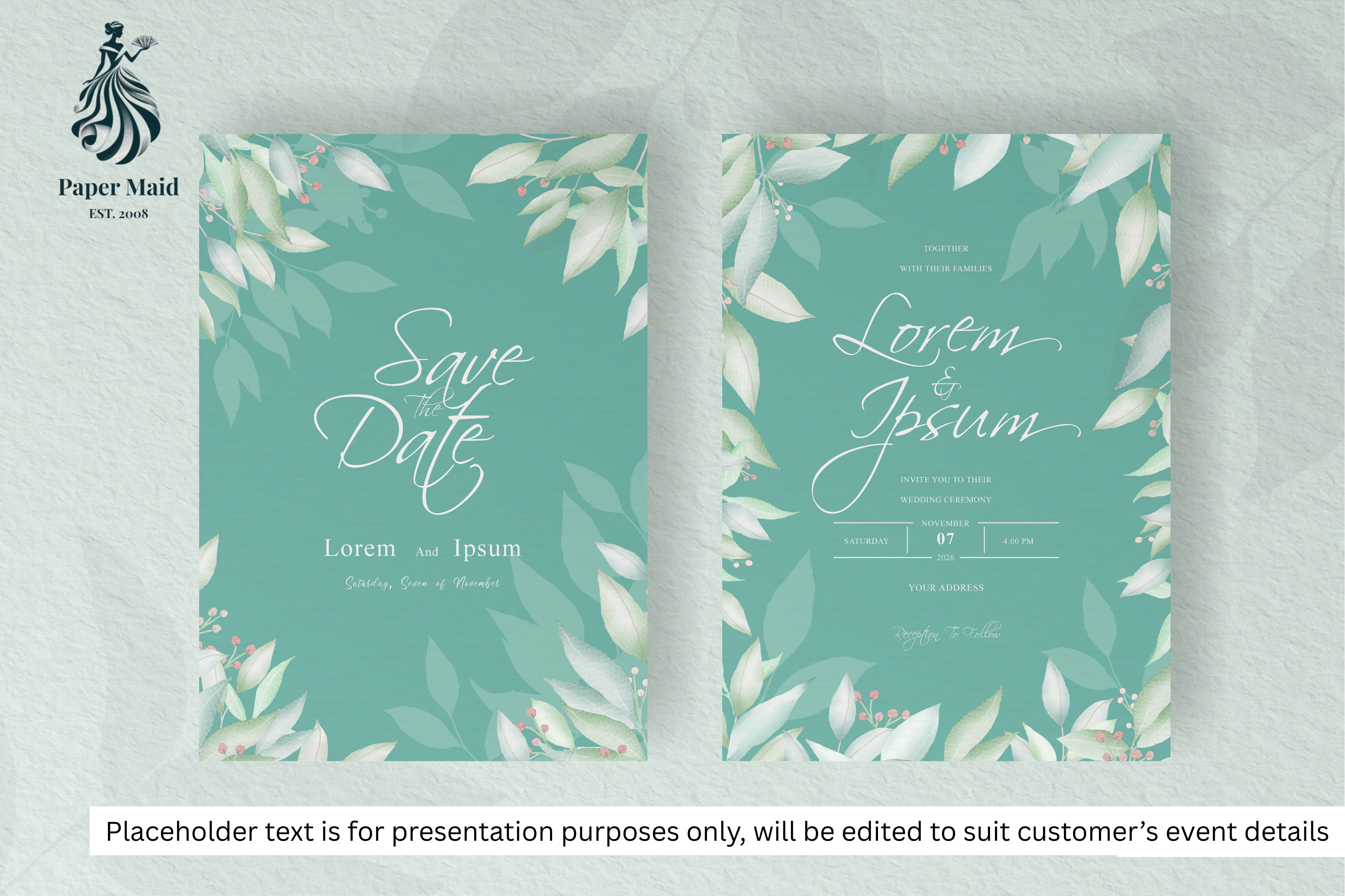 86 Foliage Frame Wedding Invitation Set