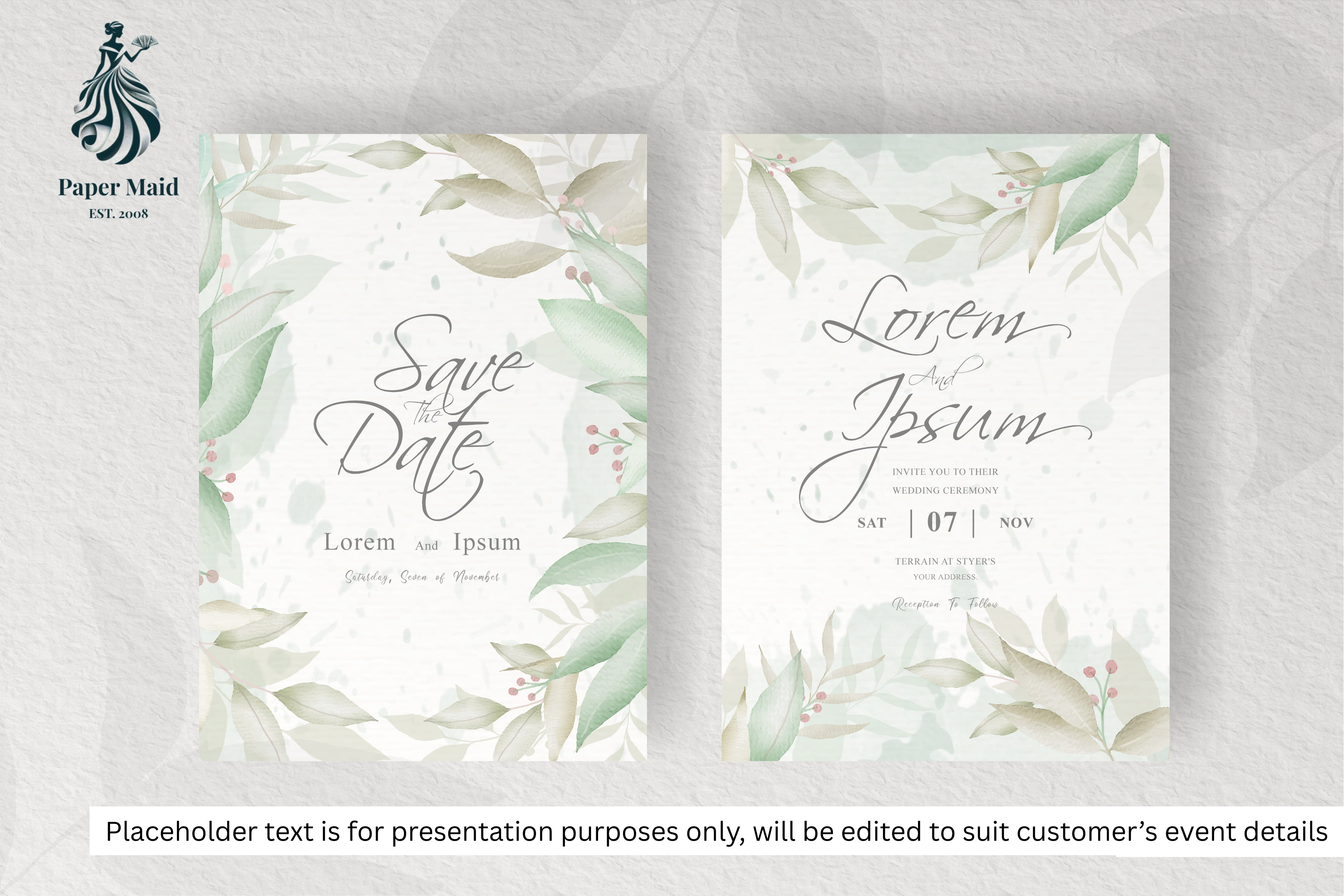 95 Foliage Frame Wedding Invitation Set