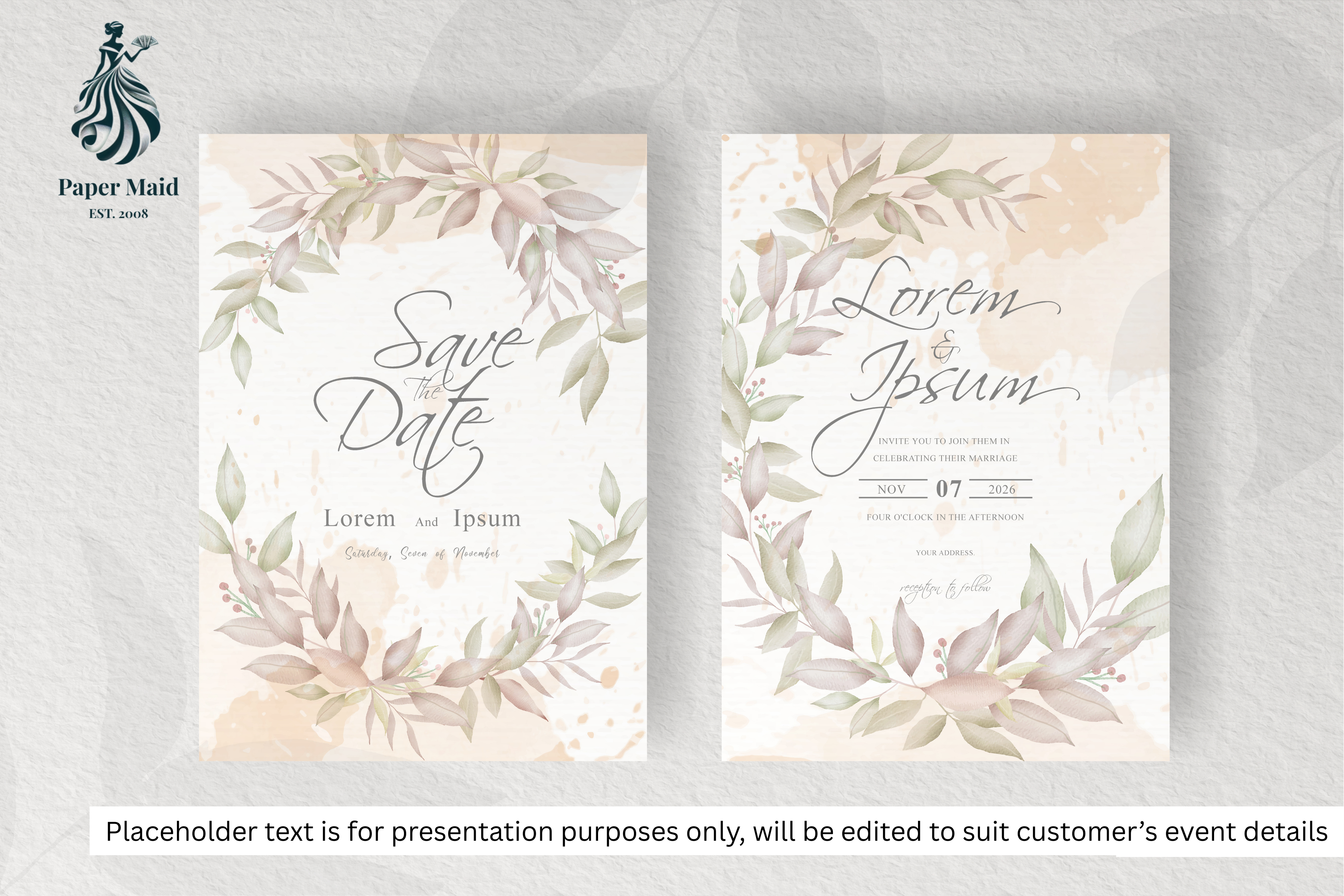 94 Foliage Frame Wedding Invitation Set