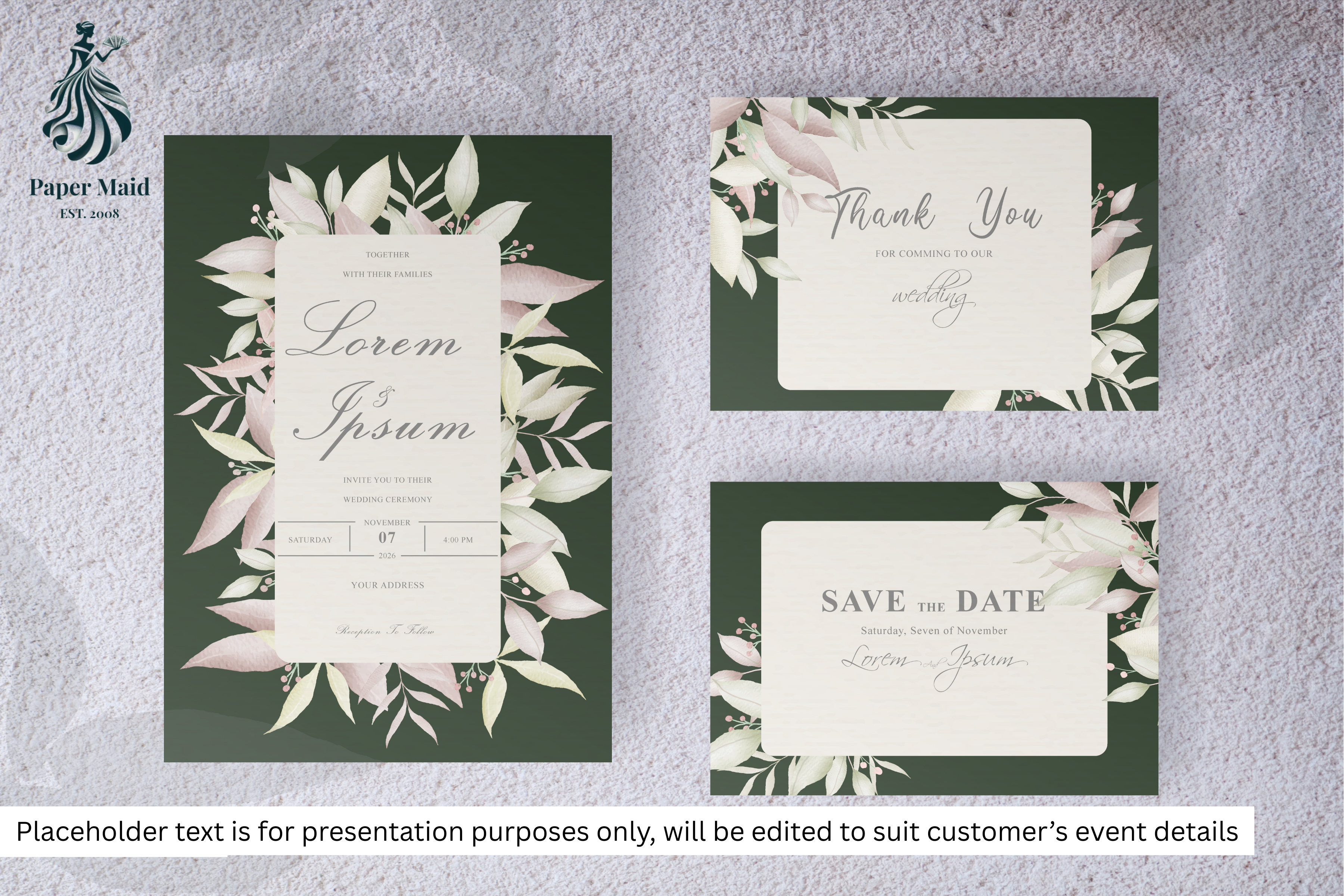 118 Foliage Frame Wedding Invitation Set