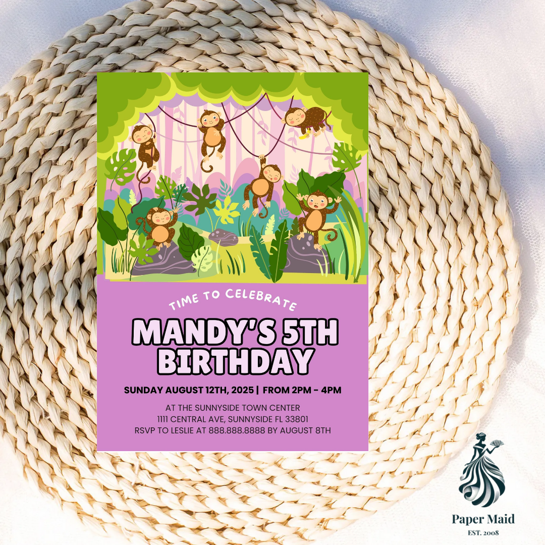 Personalized Safari Invitation – Wild One Jungle Animals