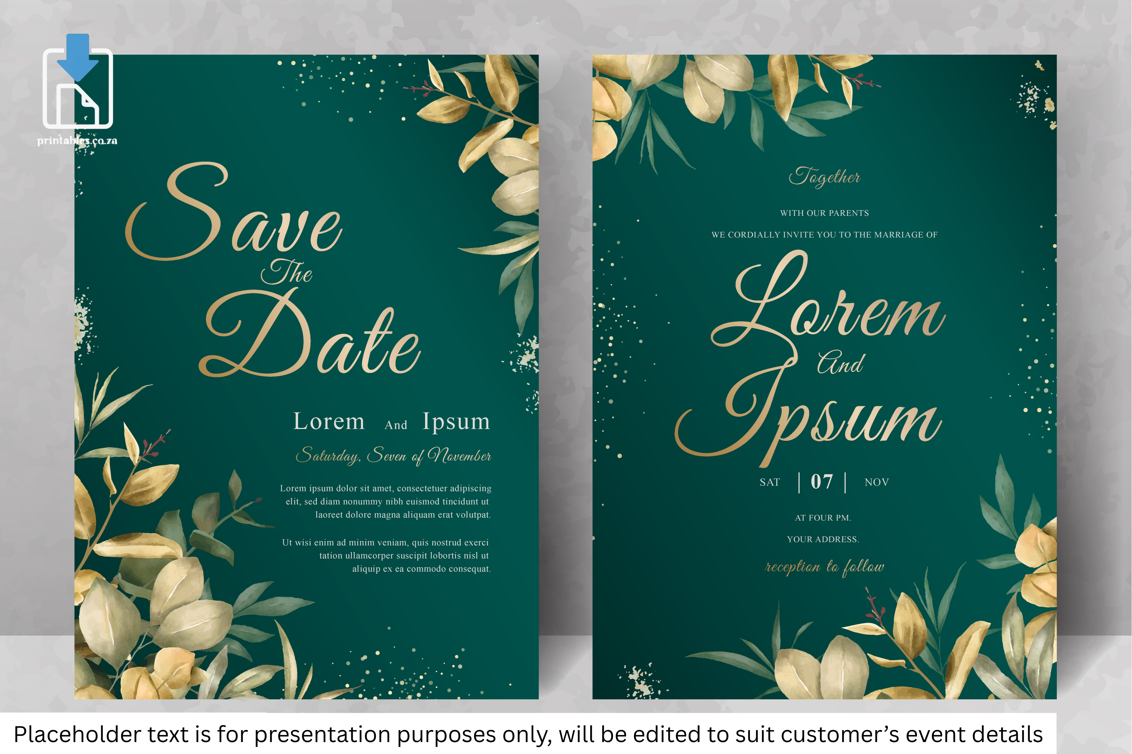 720 Foliage Frame Wedding Invitation Set
