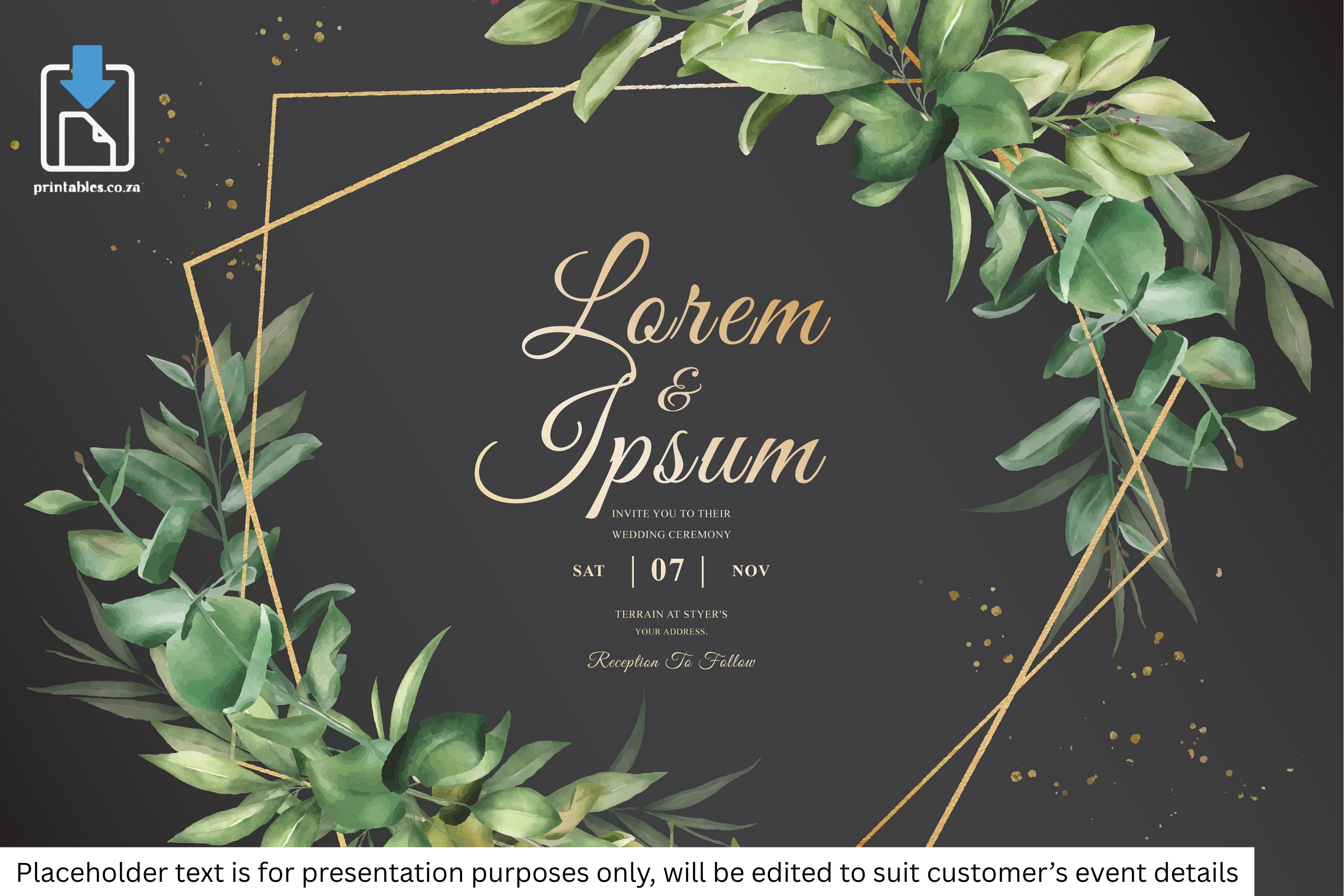 777 Foliage Frame Wedding Invitation Set