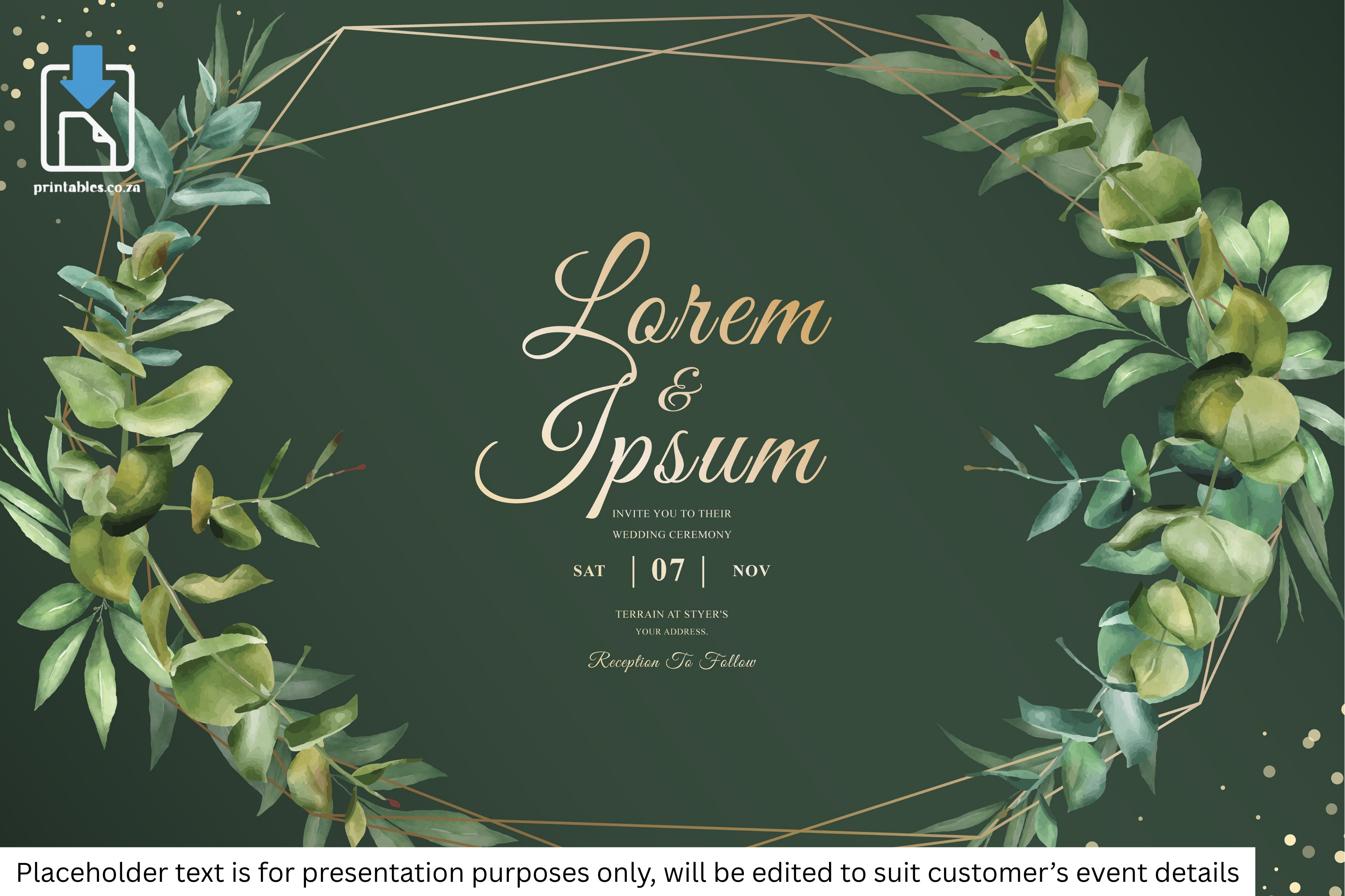 778 Foliage Frame Wedding Invitation Card