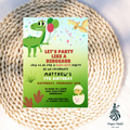 Cute Dinosaur Invitation – Green & Orange Party Theme