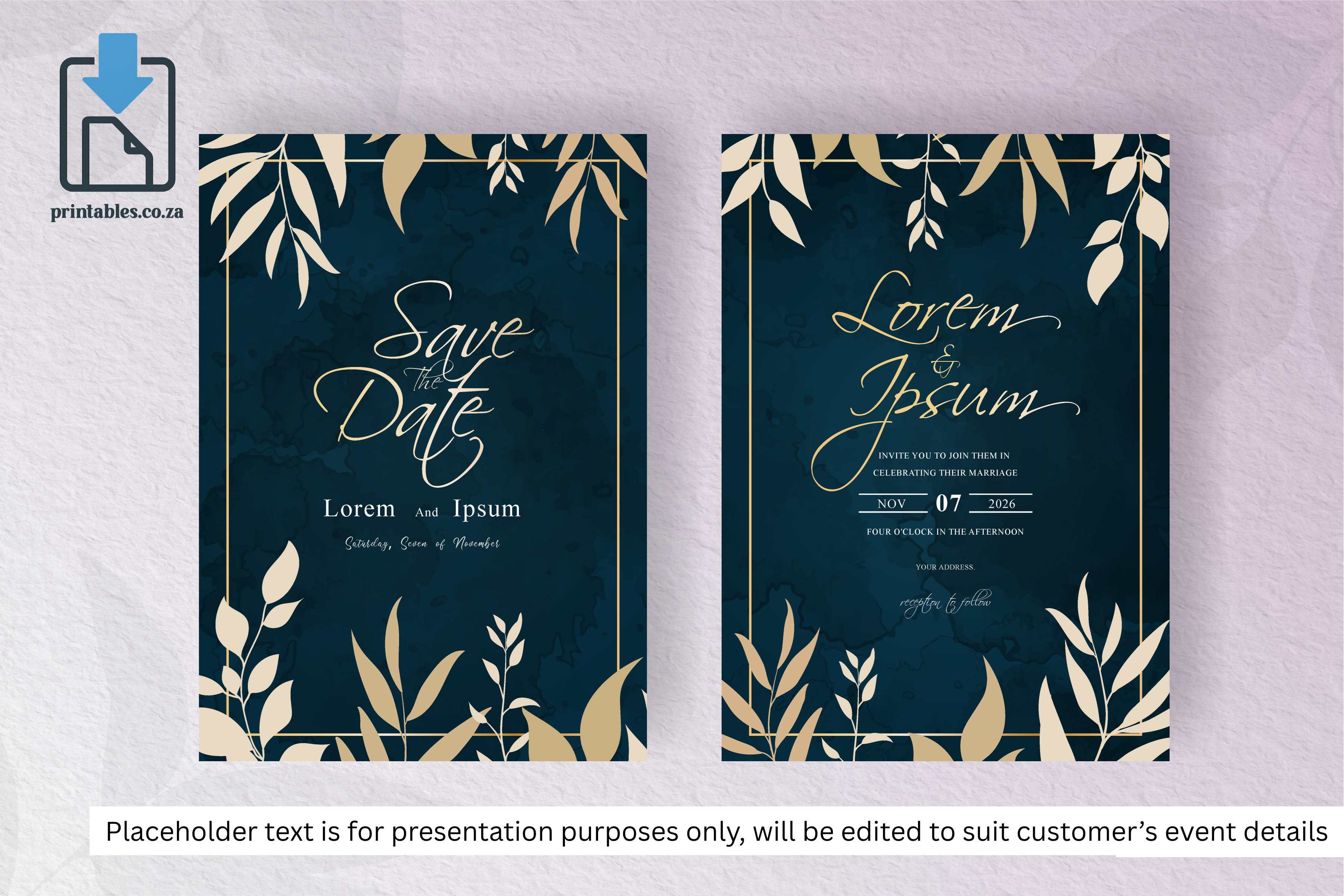 909 Elegant Watercolor Floral Wedding Card Set