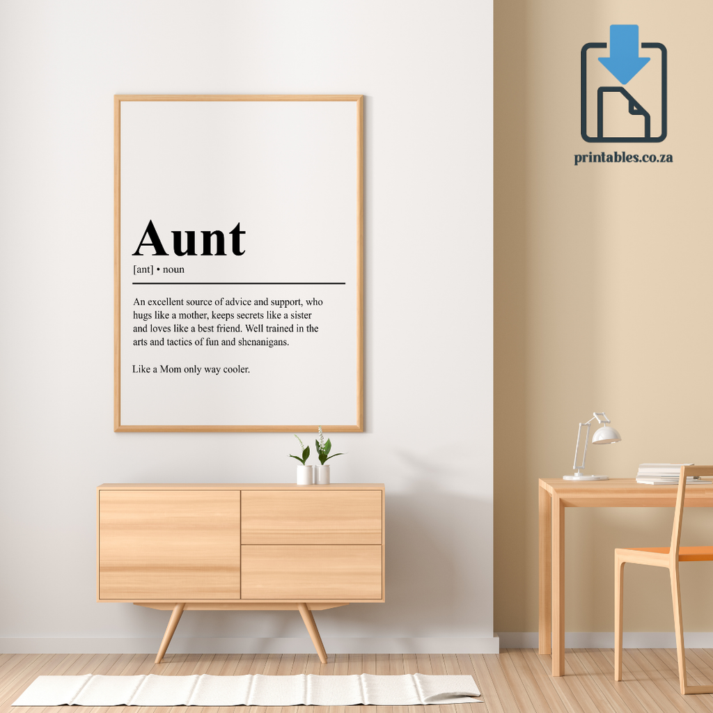 Aunt Definition Wall Art, Aunt Quote Decor, Printable Wall Art Gift for Home, PRINTABLE Wall Art, Digital Download