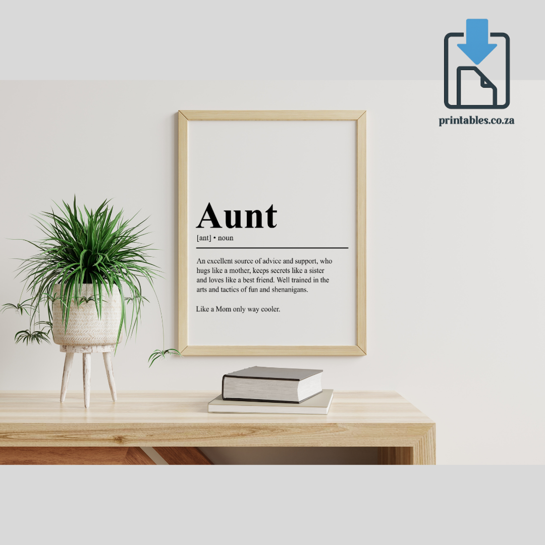 Aunt Definition Wall Art, Aunt Quote Decor, Printable Wall Art Gift for Home, PRINTABLE Wall Art, Digital Download