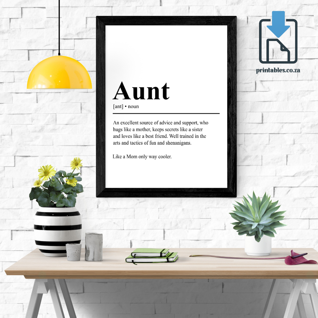 Aunt Definition Wall Art, Aunt Quote Decor, Printable Wall Art Gift for Home, PRINTABLE Wall Art, Digital Download
