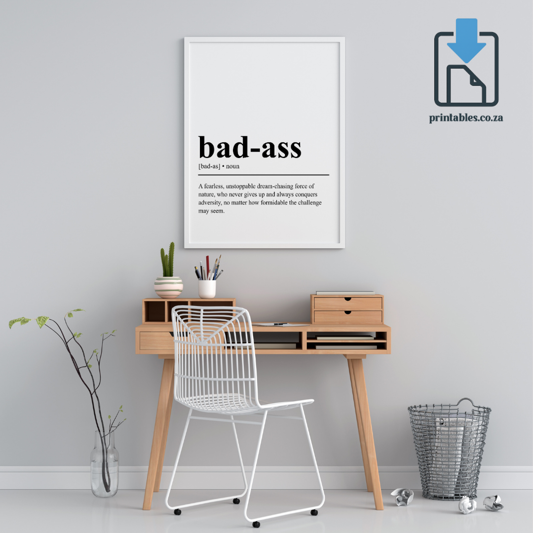 Badass Definition Wall Art, Badass Quote Decor, Printable Wall Art Gift for Home, PRINTABLE Wall Art, Digital Download
