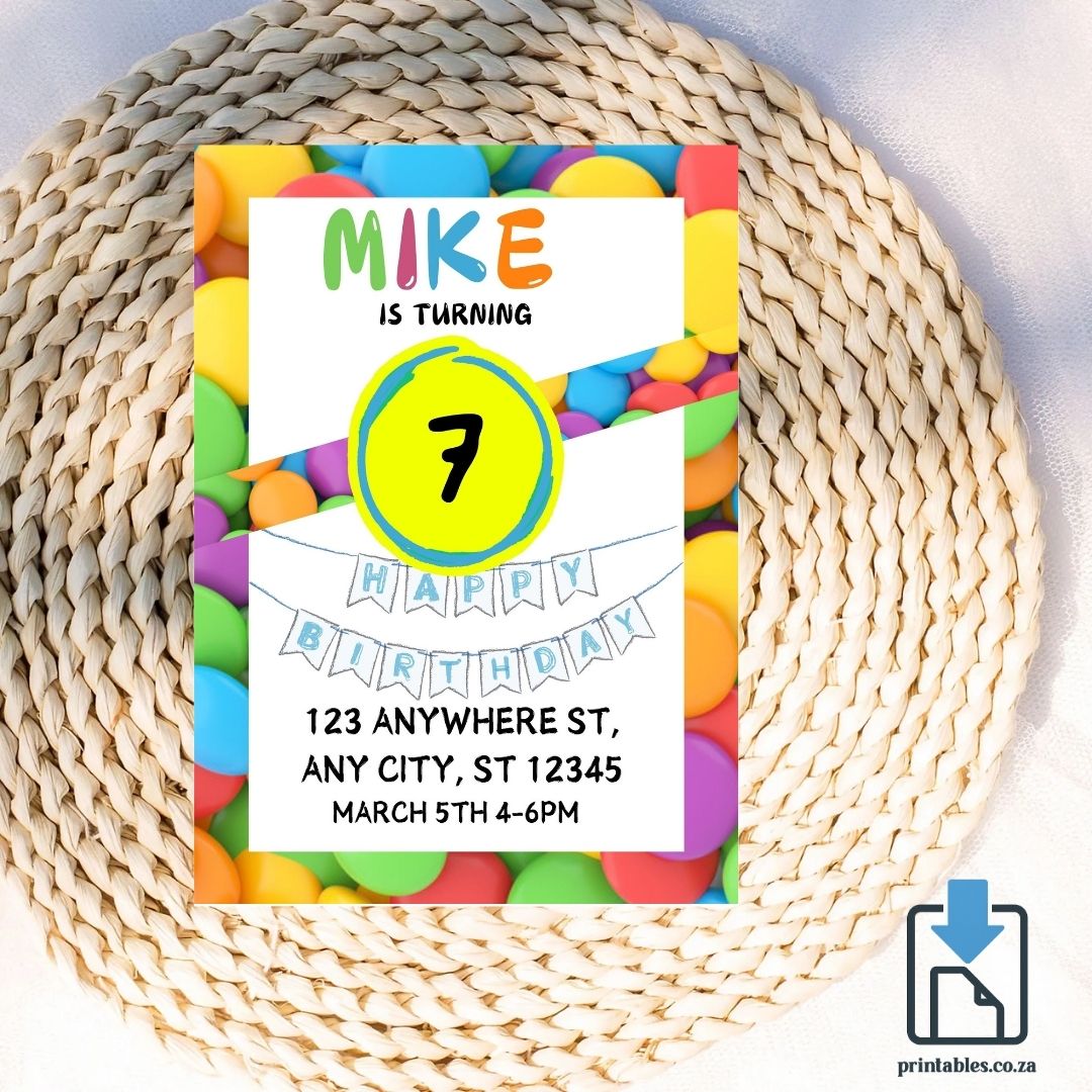 Ball Pit Birthday Invitation – Colourful Kids Party Design