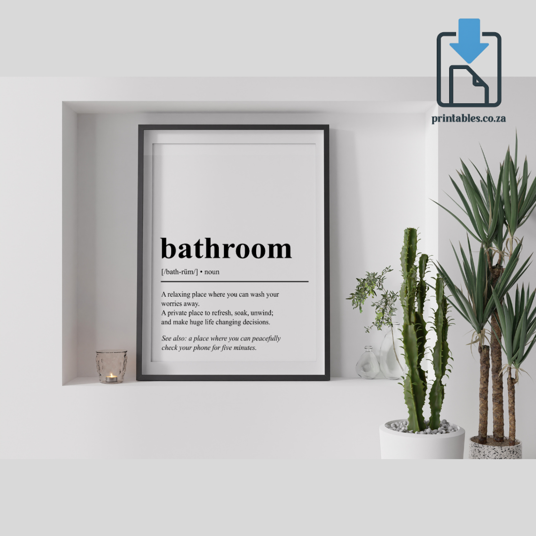 Bathroom Definition Wall Art, Bathroom Quote Decor, Printable Wall Art Gift for Home, PRINTABLE Wall Art, Digital Download