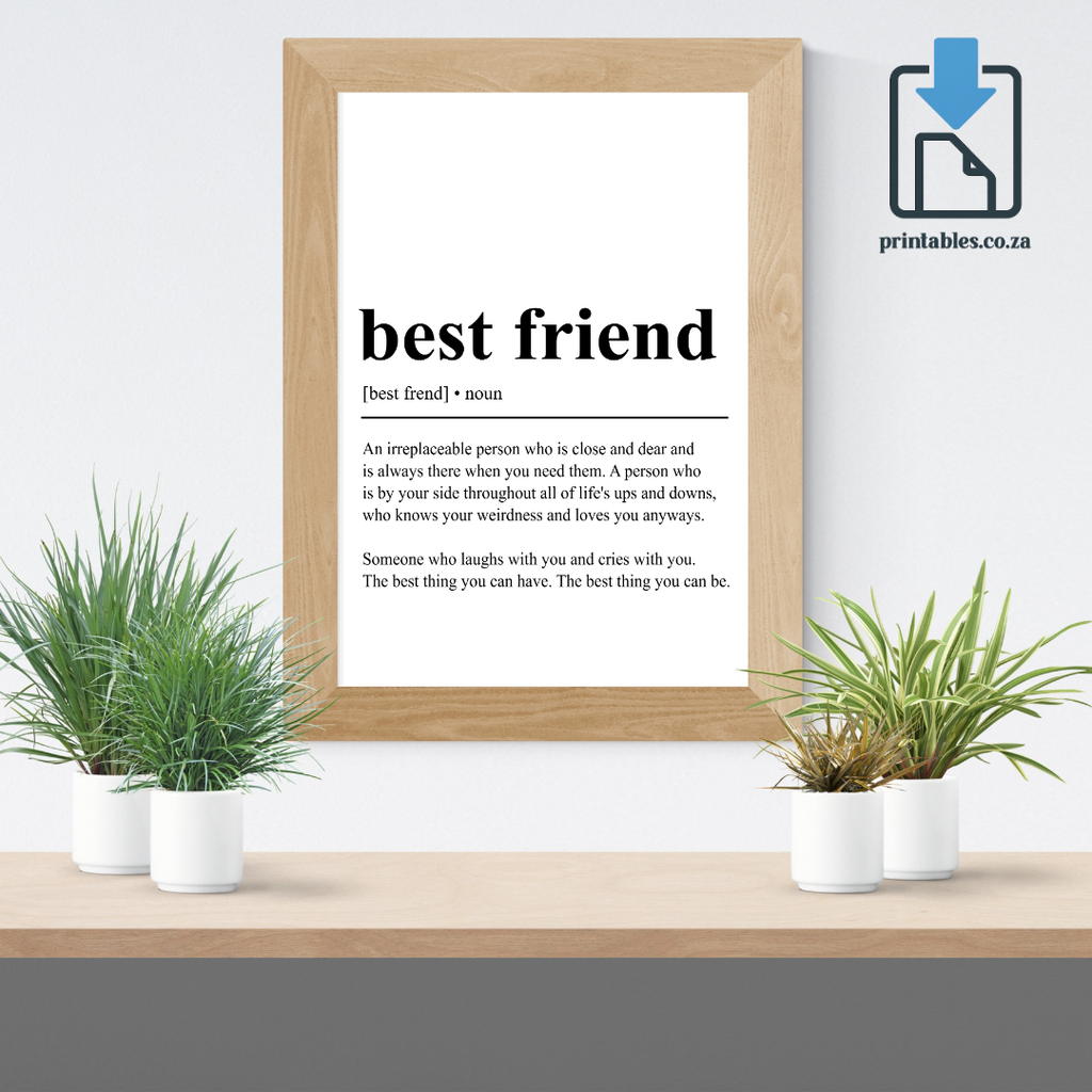 Best Friend Definition Wall Art, Best Friend Quote Decor, Printable Wall Art Gift for Home, PRINTABLE Wall Art, Digital Download