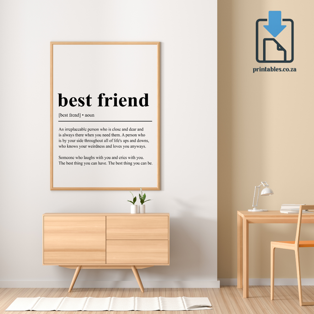 Best Friend Definition Wall Art, Best Friend Quote Decor, Printable Wall Art Gift for Home, PRINTABLE Wall Art, Digital Download