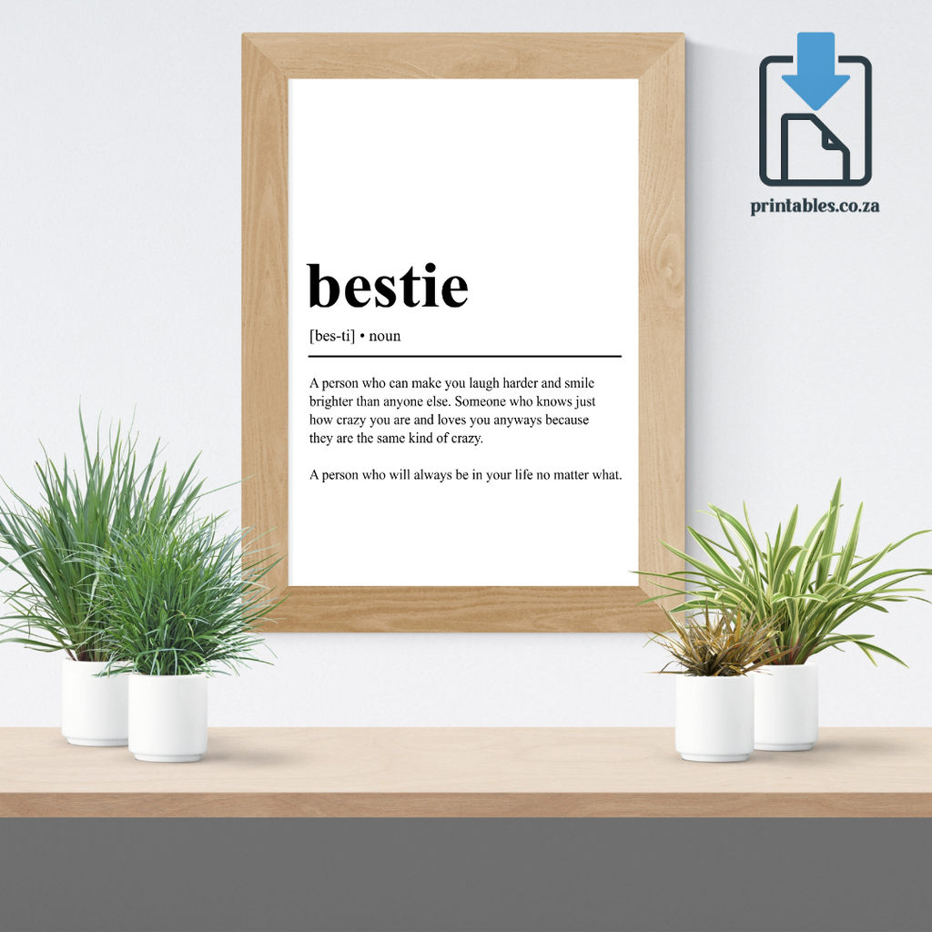 Bestie Definition Wall Art, Bestie Quote Decor, Printable Wall Art Gift for Home, PRINTABLE Wall Art, Digital Download