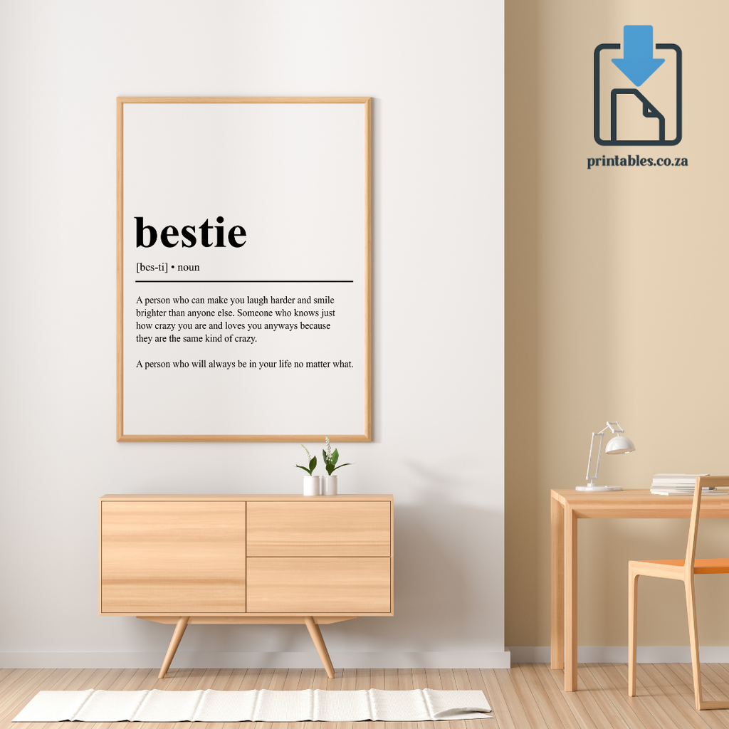 Bestie Definition Wall Art, Bestie Quote Decor, Printable Wall Art Gift for Home, PRINTABLE Wall Art, Digital Download