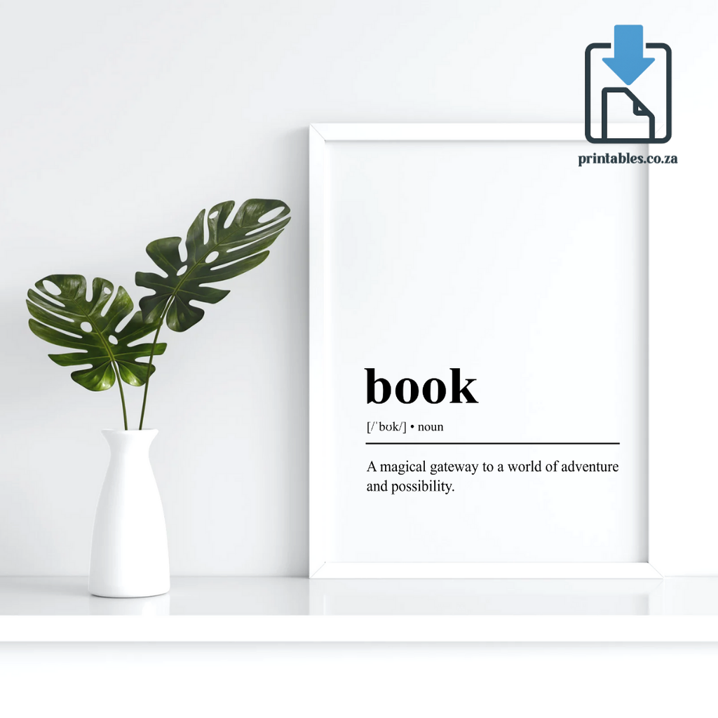 Book Definition Wall Art, Book Quote Decor, Printable Wall Art Gift for Home, PRINTABLE Wall Art, Digital Download