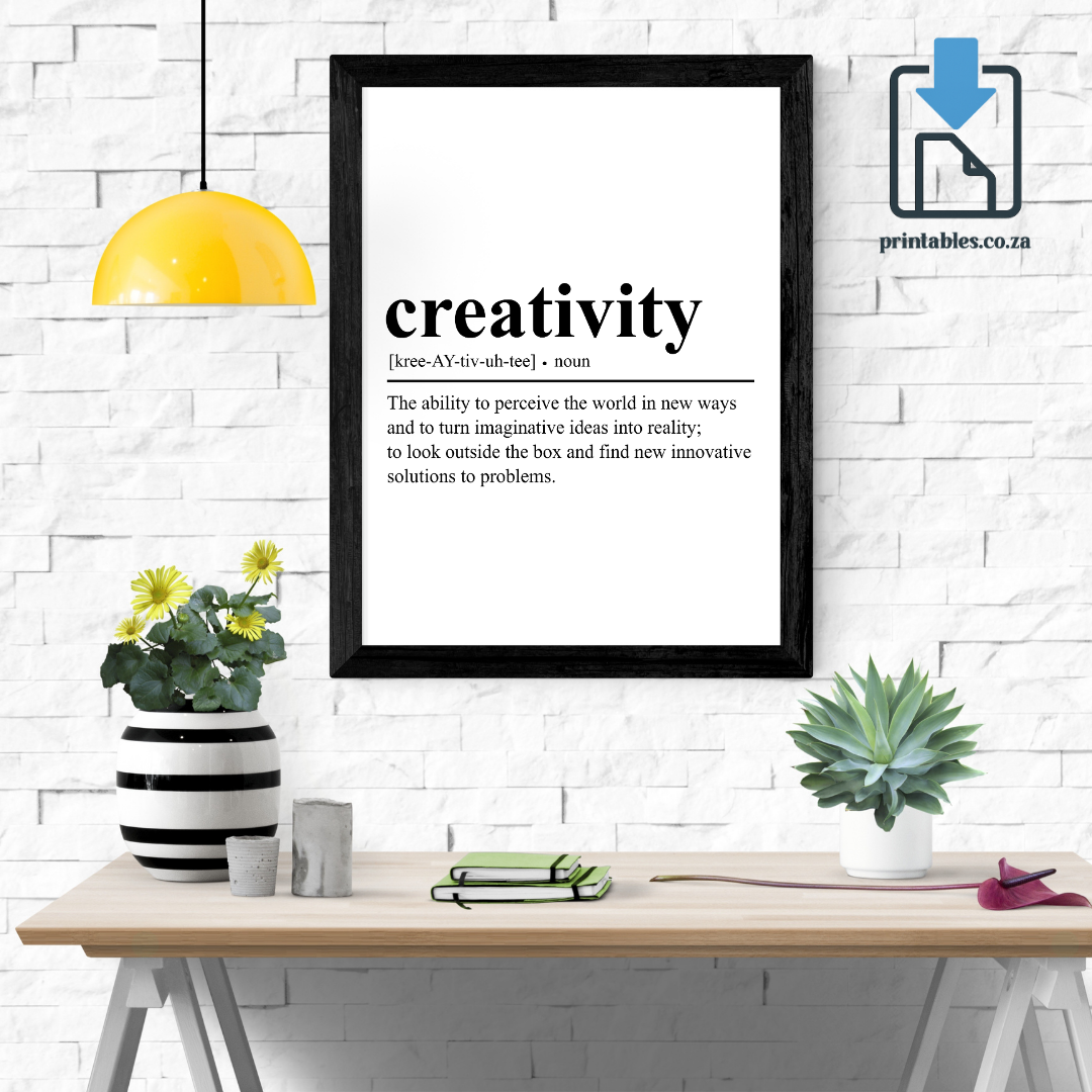 Creativity Definition Wall Art, Quote Decor, Printable Wall Art Gift for Home, PRINTABLE Wall Art, Digital Download
