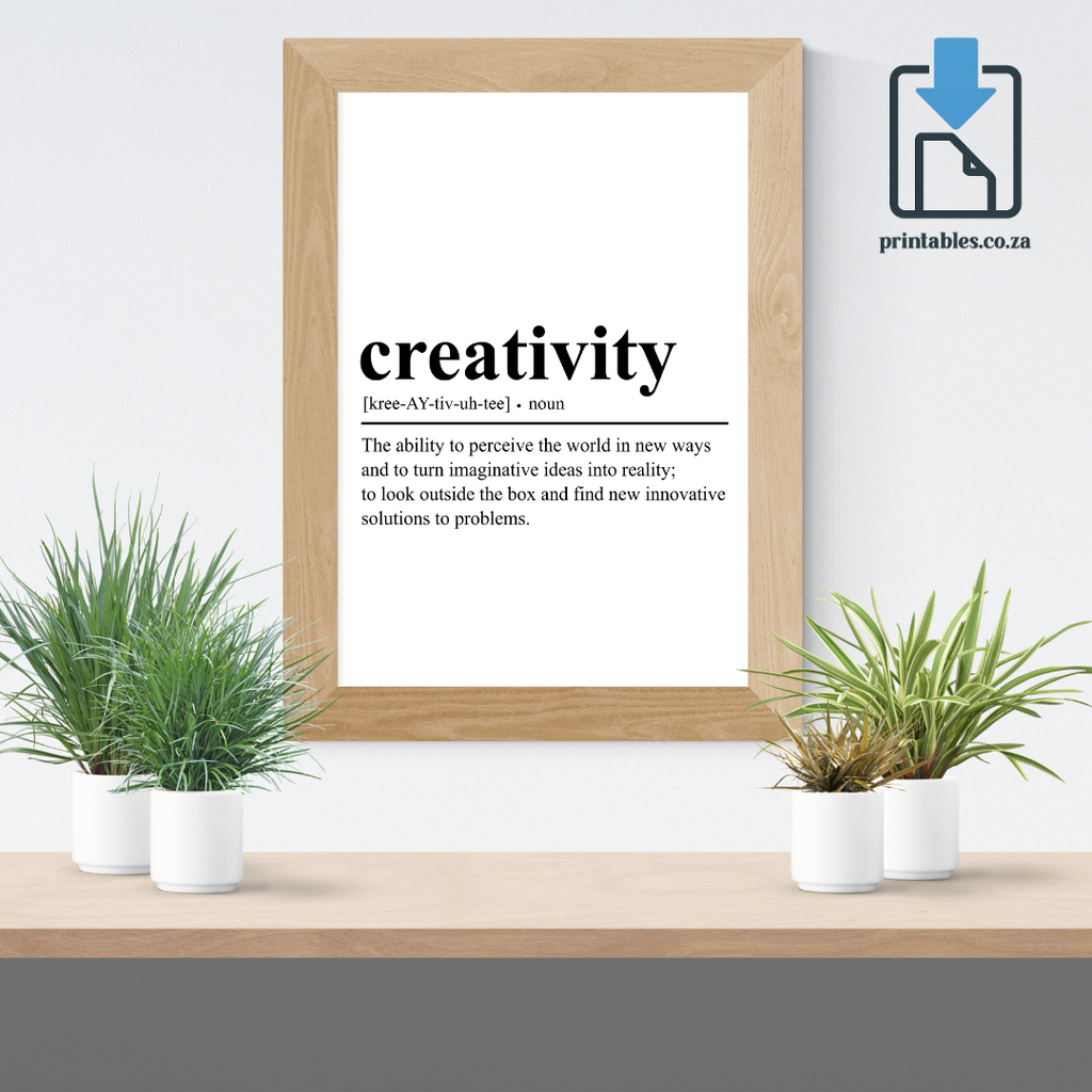 Creativity Definition Wall Art, Quote Decor, Printable Wall Art Gift for Home, PRINTABLE Wall Art, Digital Download