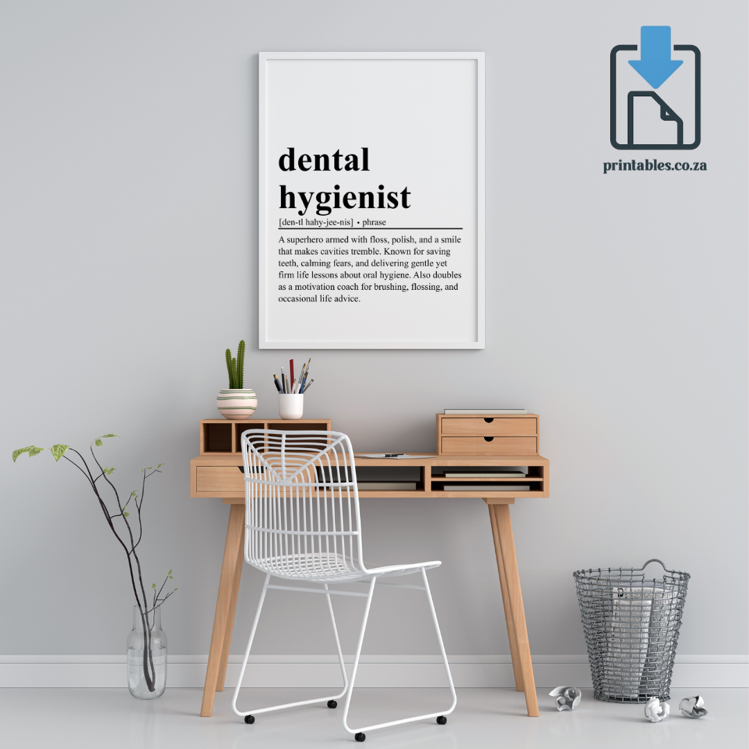 Dental Hygienist Definition Wall Art, Quote Decor, Printable Wall Art Gift for Home, PRINTABLE Wall Art, Digital Download
