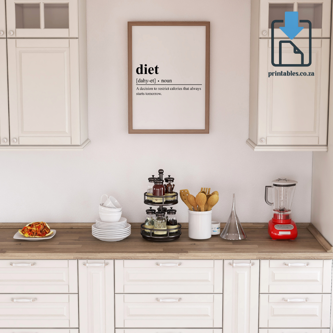 Diet Definition Wall Art, Quote Decor, Printable Wall Art Gift for Home, PRINTABLE Wall Art, Digital Download