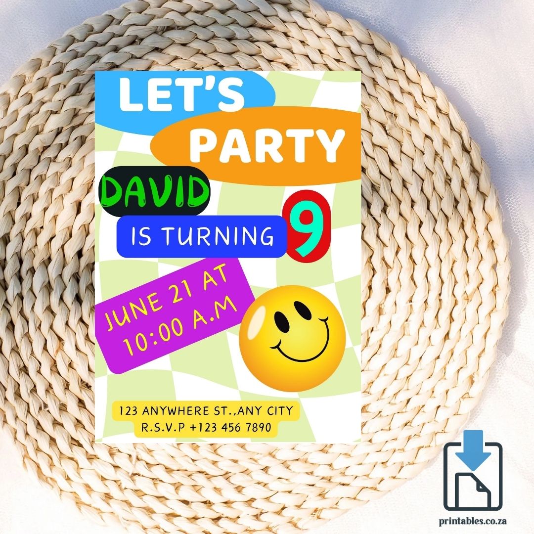Emoji Birthday Invitation – Colourful Smiley Party Design