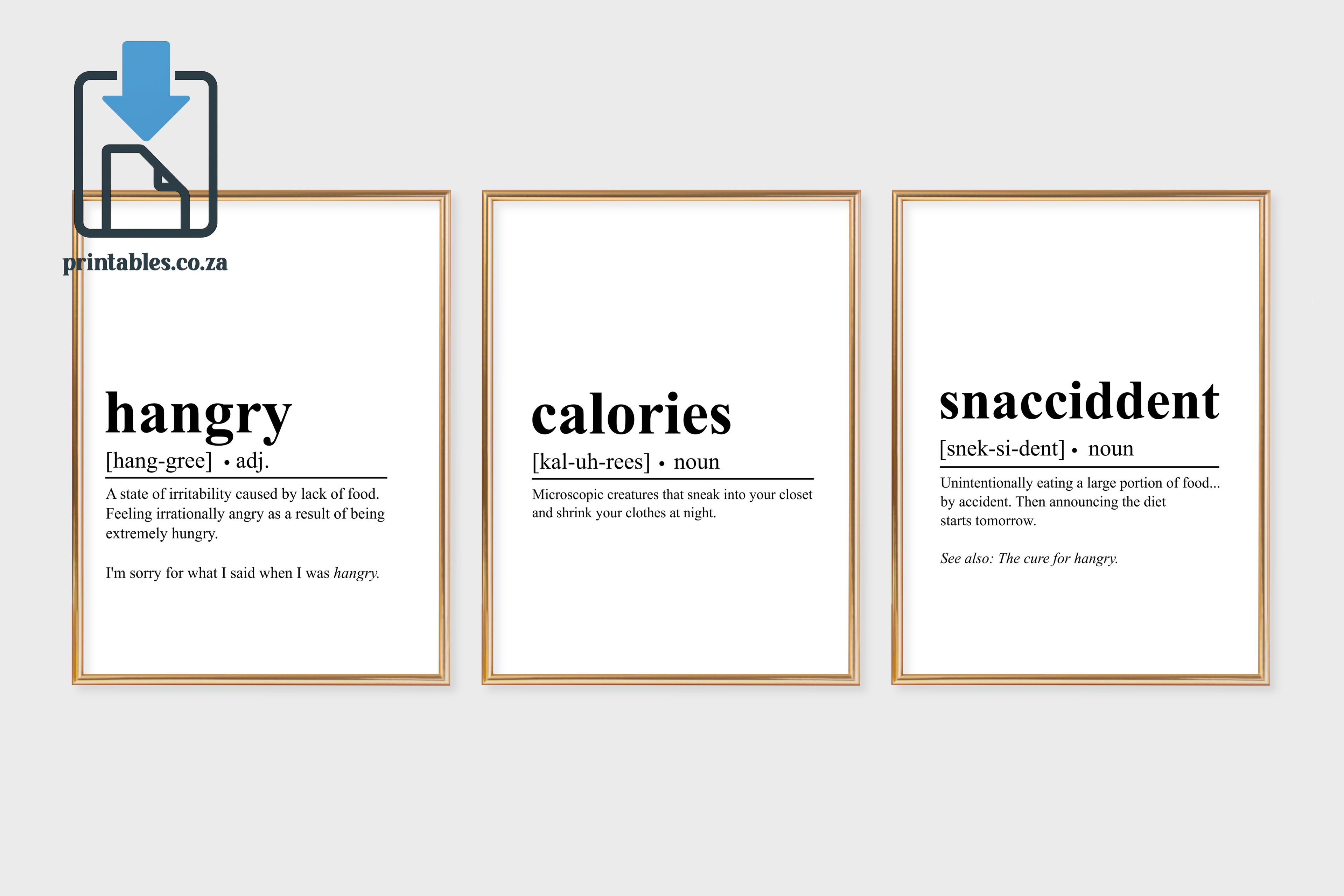 Set of 3 frames for kitchen Definition Wall Art, Quote Decor, Printable Wall Art Gift for Home, PRINTABLE Wall Art, Digital Download