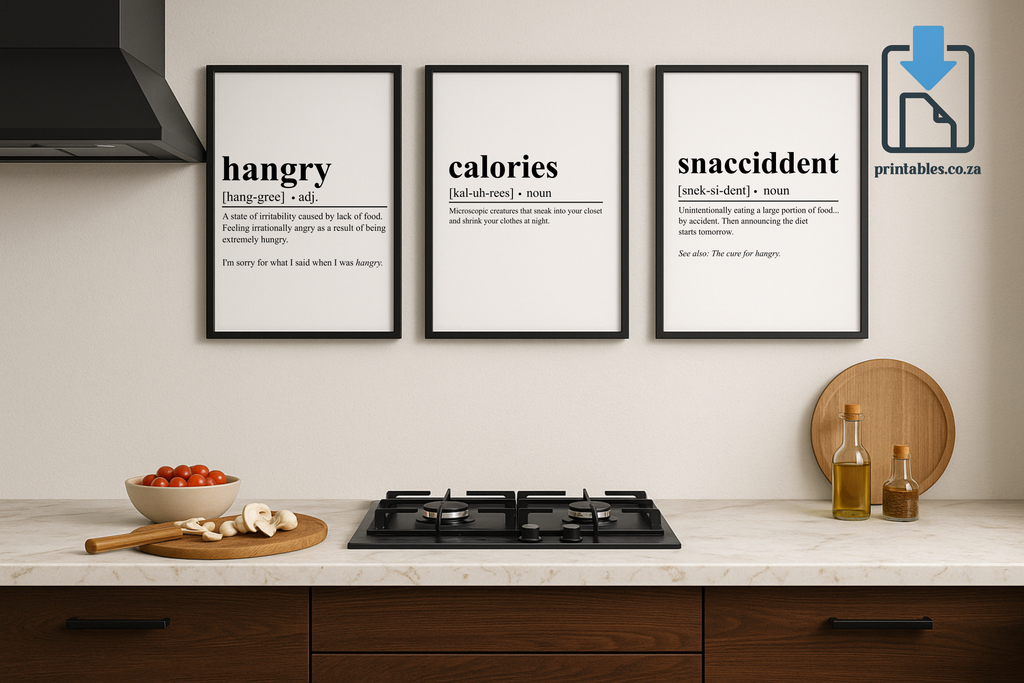 Set of 3 frames for kitchen Definition Wall Art, Quote Decor, Printable Wall Art Gift for Home, PRINTABLE Wall Art, Digital Download