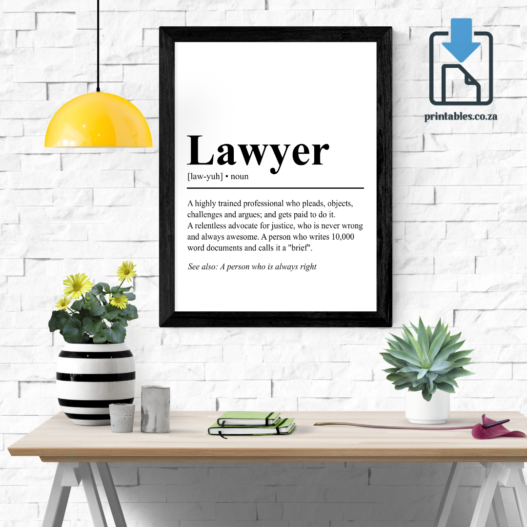 Lawyer Definition Wall Art, Lawyer Quote Decor, Printable Wall Art Gift for Home, PRINTABLE Wall Art, Digital Download