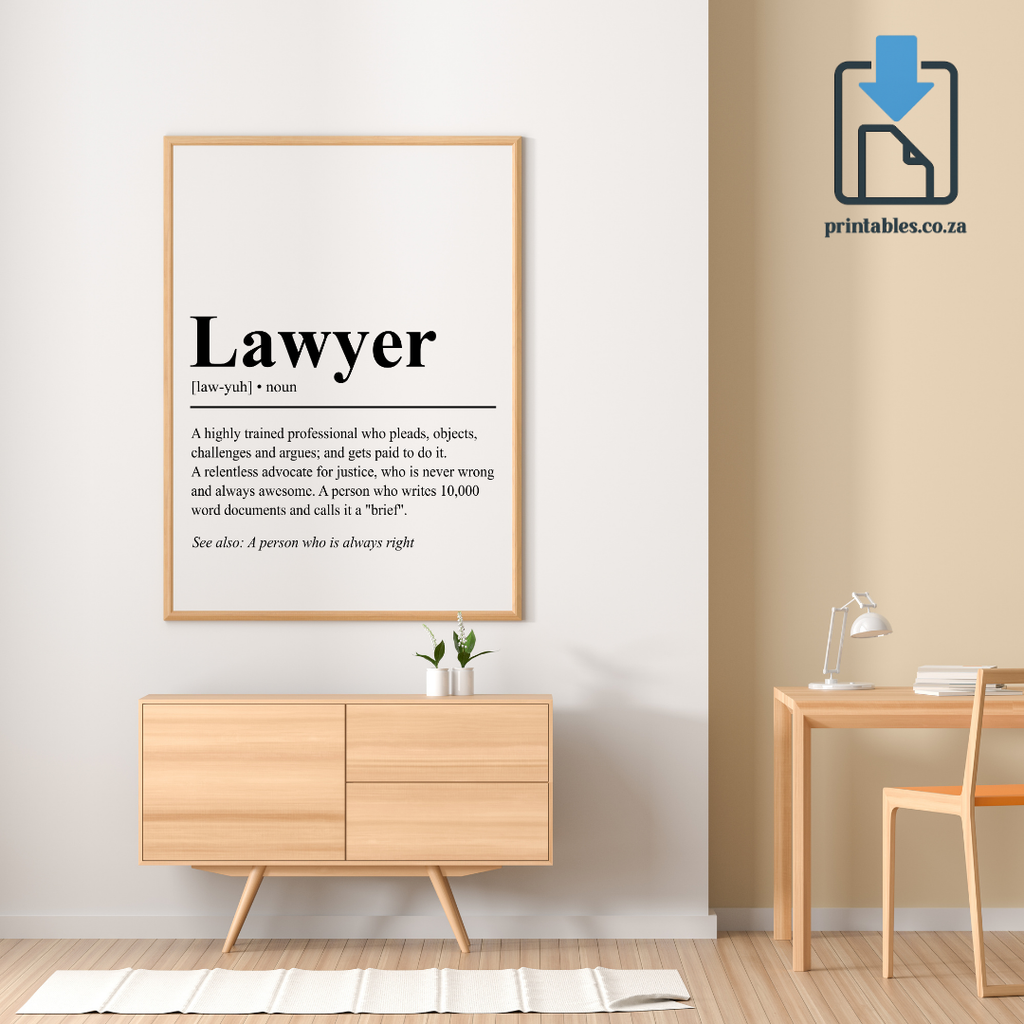Lawyer Definition Wall Art, Lawyer Quote Decor, Printable Wall Art Gift for Home, PRINTABLE Wall Art, Digital Download